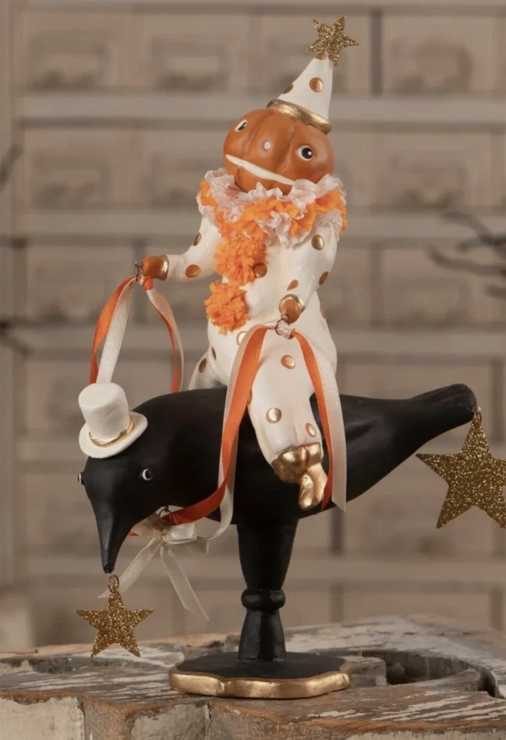 pumpkin head on crow by Bethany Lowe Designs UK