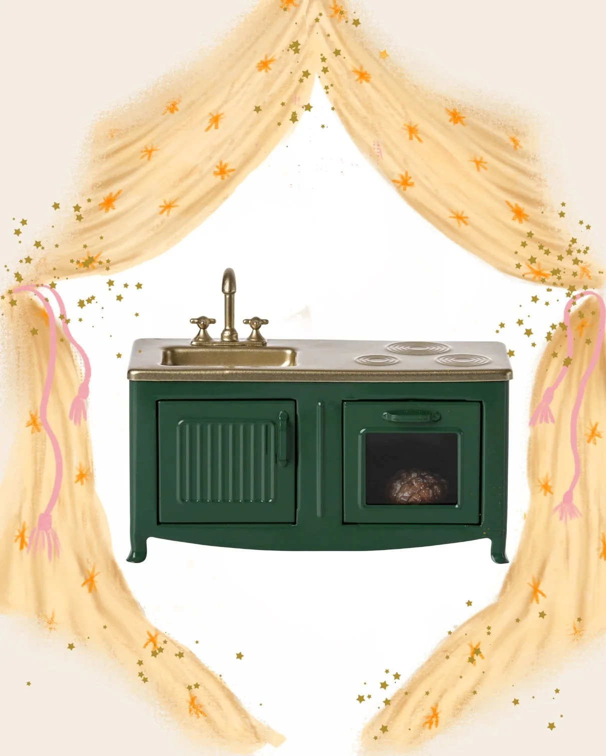 Maileg dark green mouse kitchen