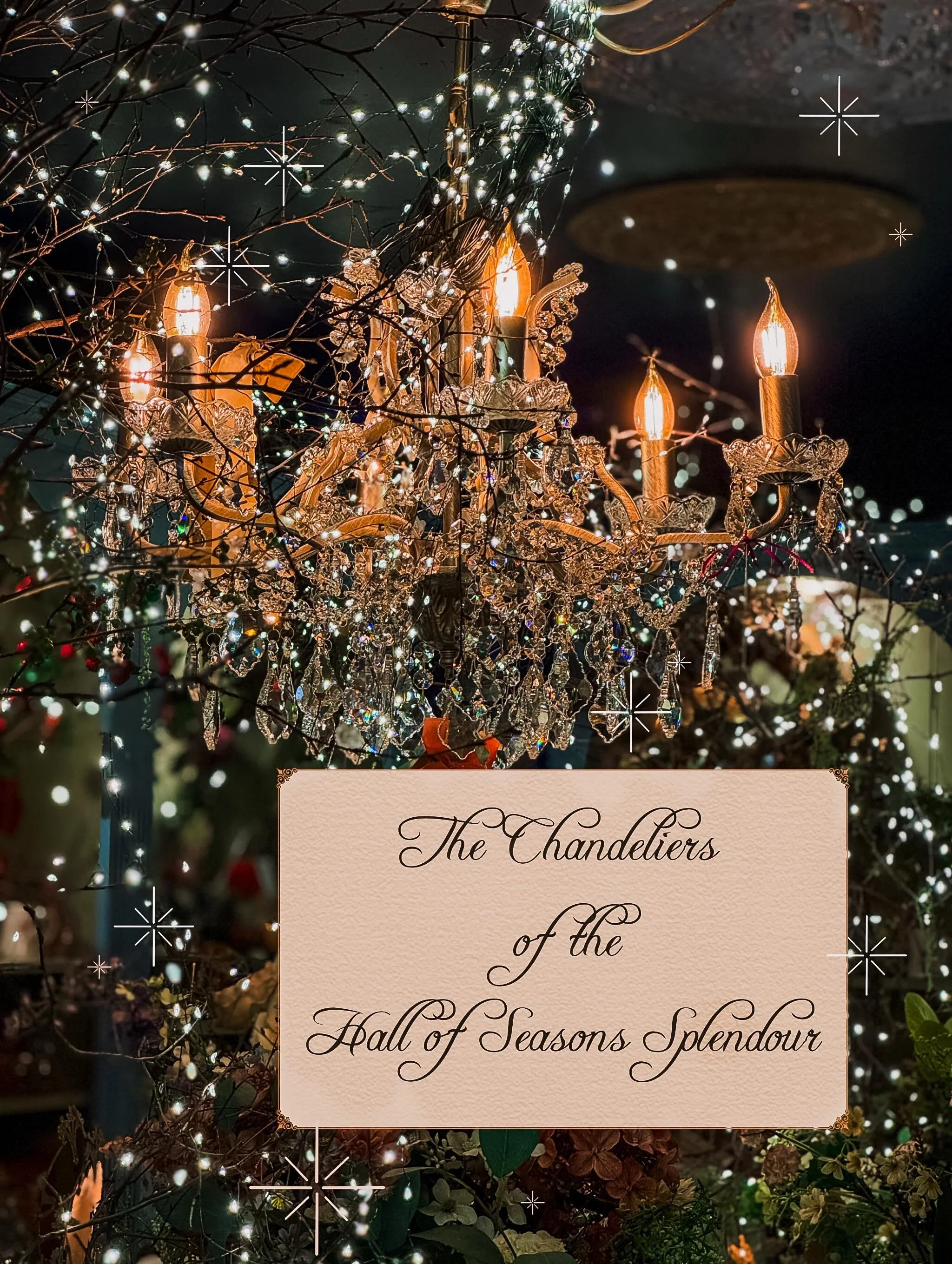 ✨The Chandeliers of the Hall of Seasons Splendour ✨
It is said their glow was spun from morning mist and evening star, so no two ever shine the same way twice ✨