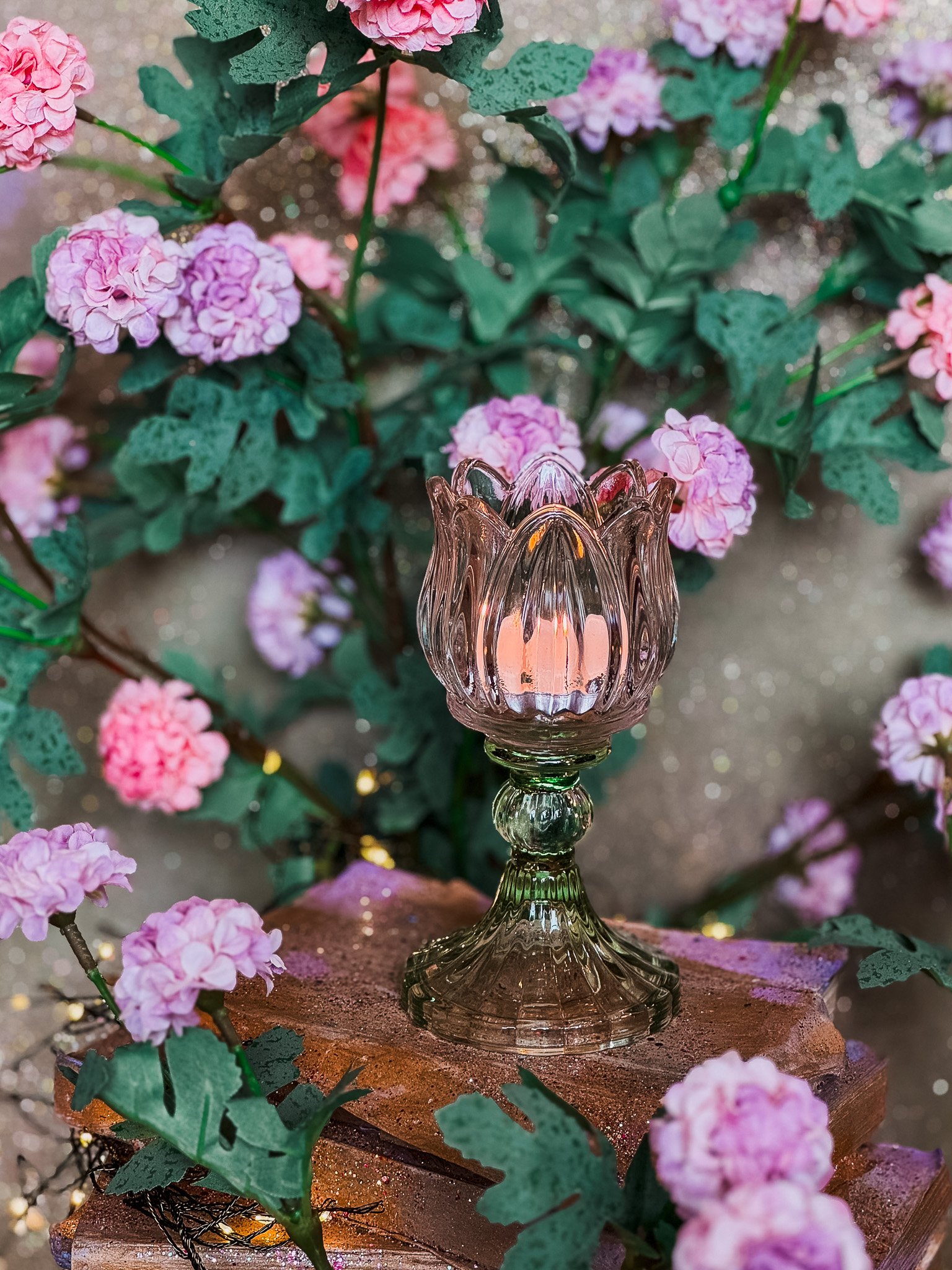 Elegant Glass Tulip Tea Light Holder