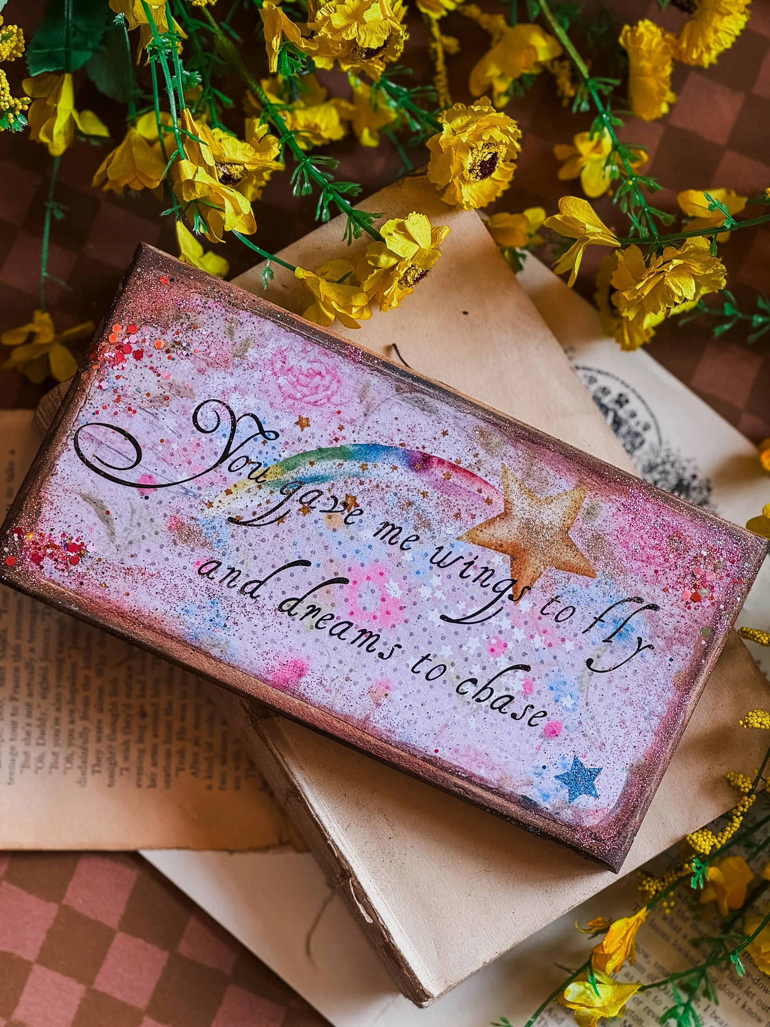 Wings to Fly & Dreams to Chase Handmade Sign