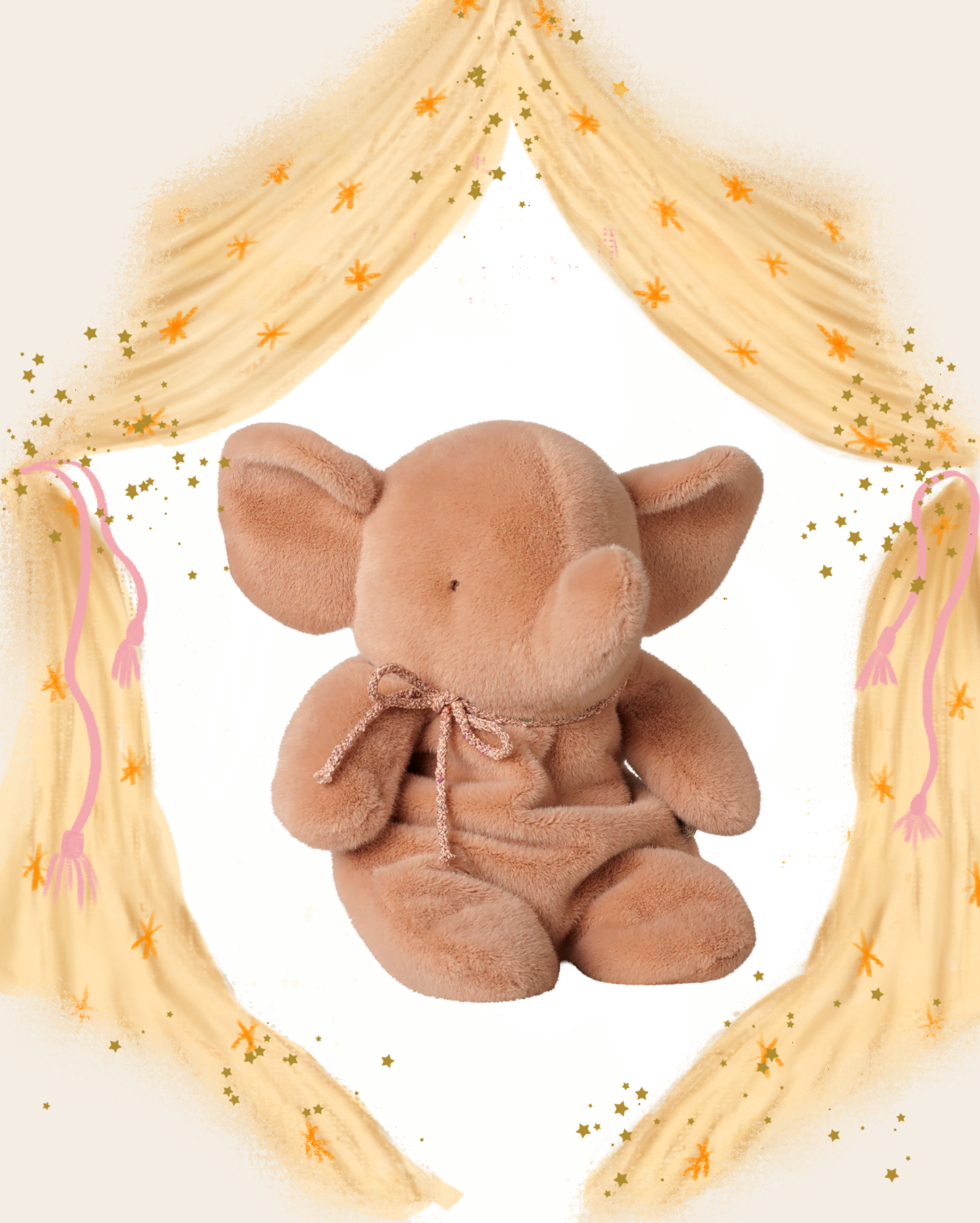 Medium Vintage Rose Elephant Plush