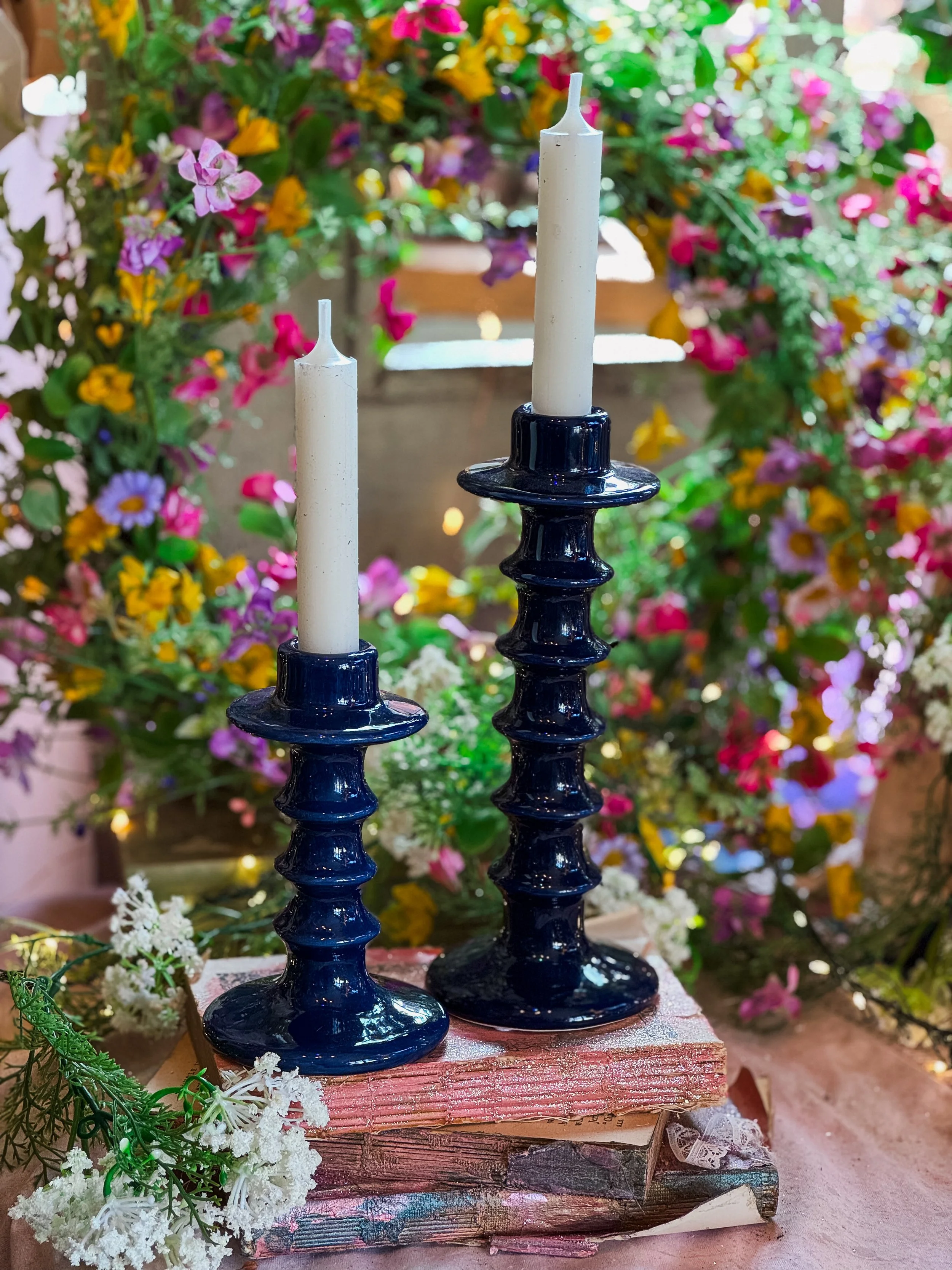 Navy Candle Holder
