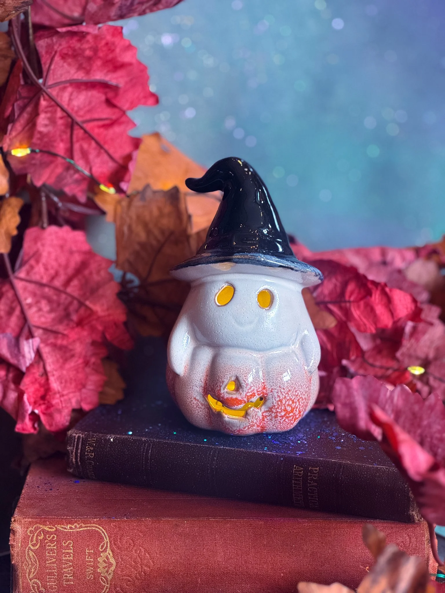 Ceramic Ghoul Ghost with Pumpkin