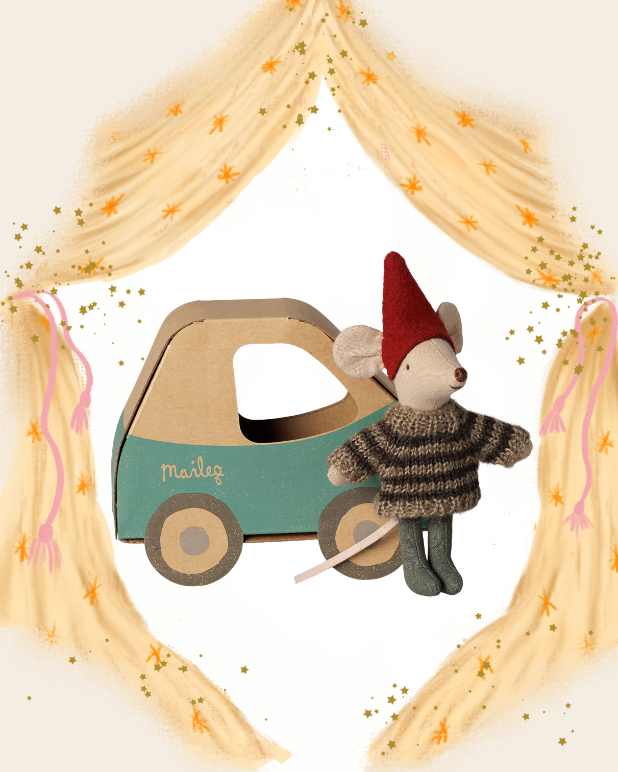 Christmas Little Brother Mouse in Car Box