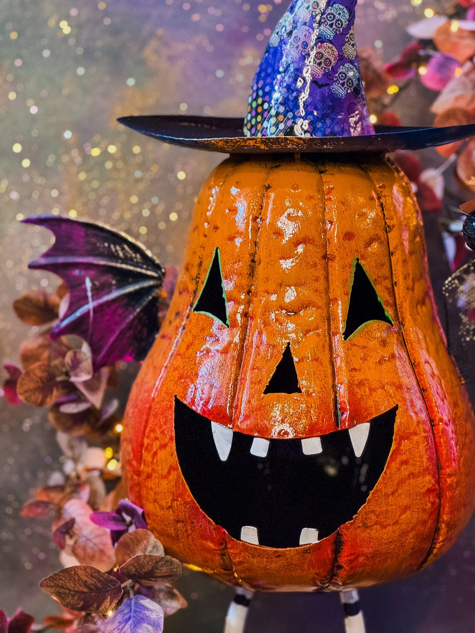 large bat pumpkin jack o lantern, halloween decor at Primsisters, uk