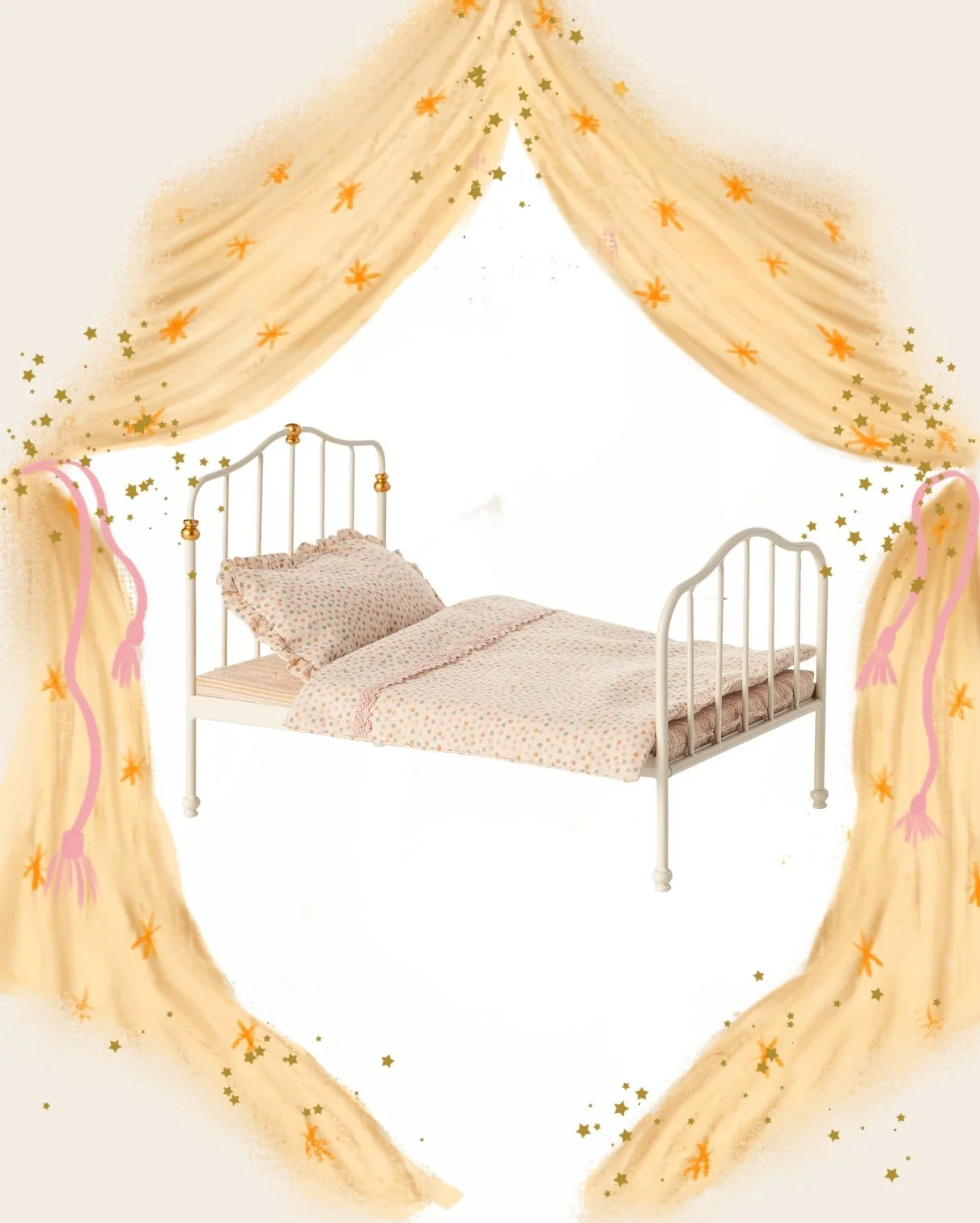 Maileg miniature vintage bed Off white