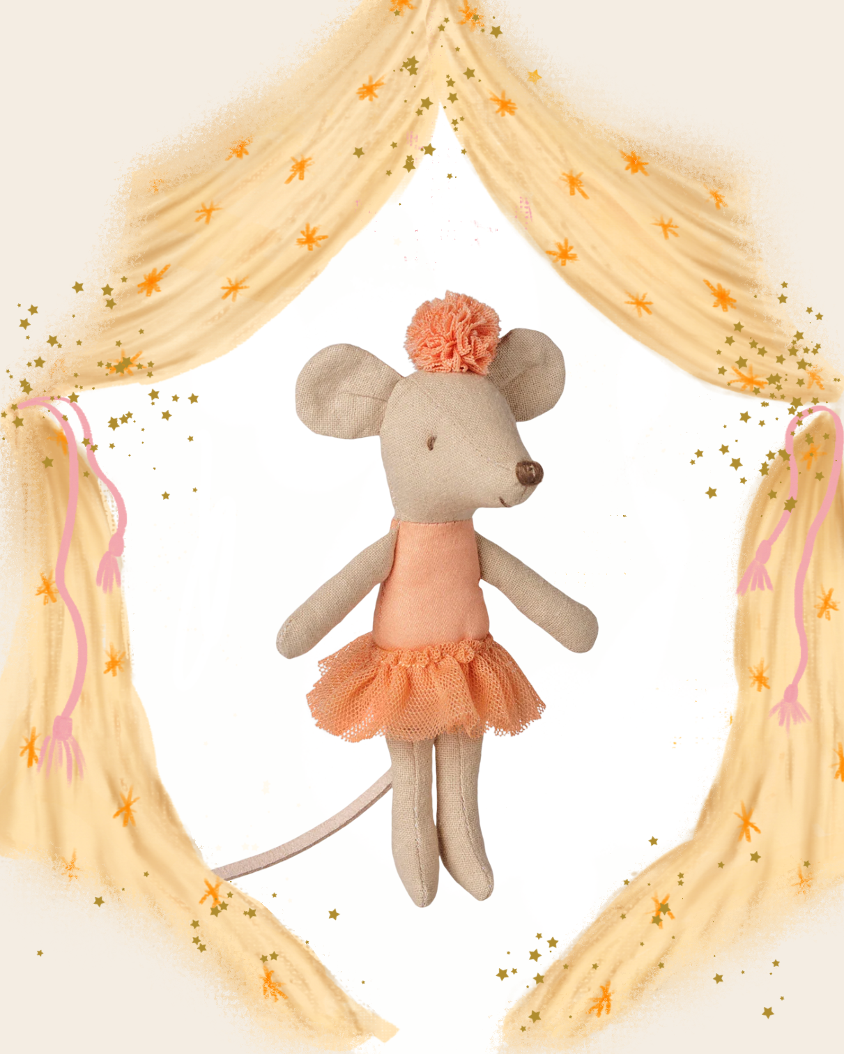 Little Sister Ballerina Mouse in Apricot