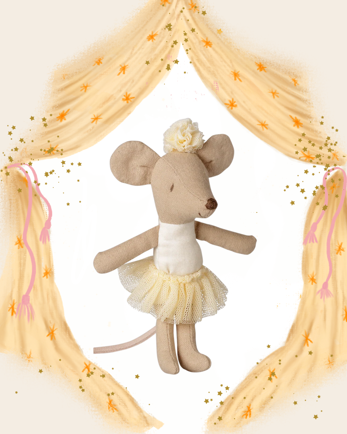 Little Sister Ballerina Mouse in Off White