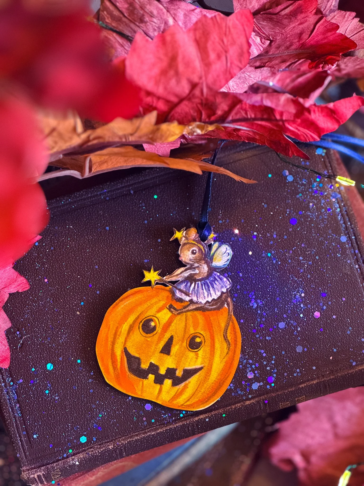 Fairy Mouse on Pumpkin by Amy Swann