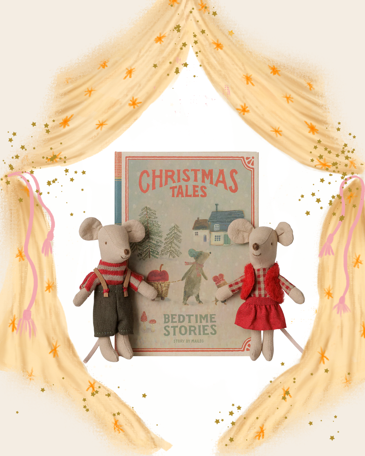 Christmas Twin Brother & Sister Mice in Book