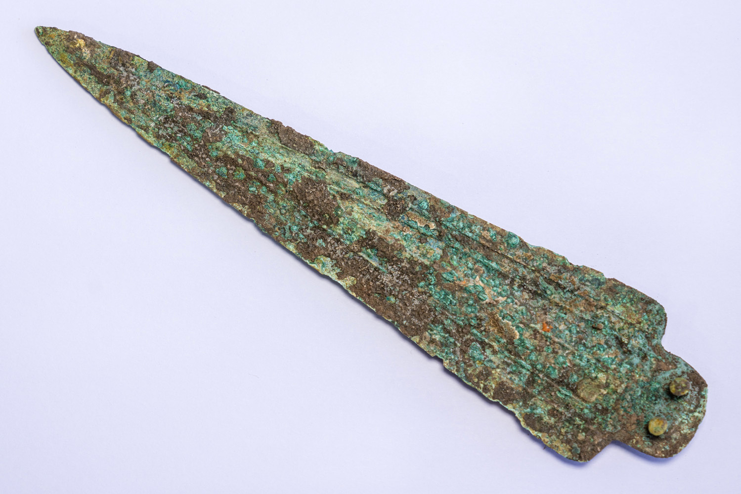 Spearhead dated to the middle bronze period, buried as burial offering in a warrior's tomb. 