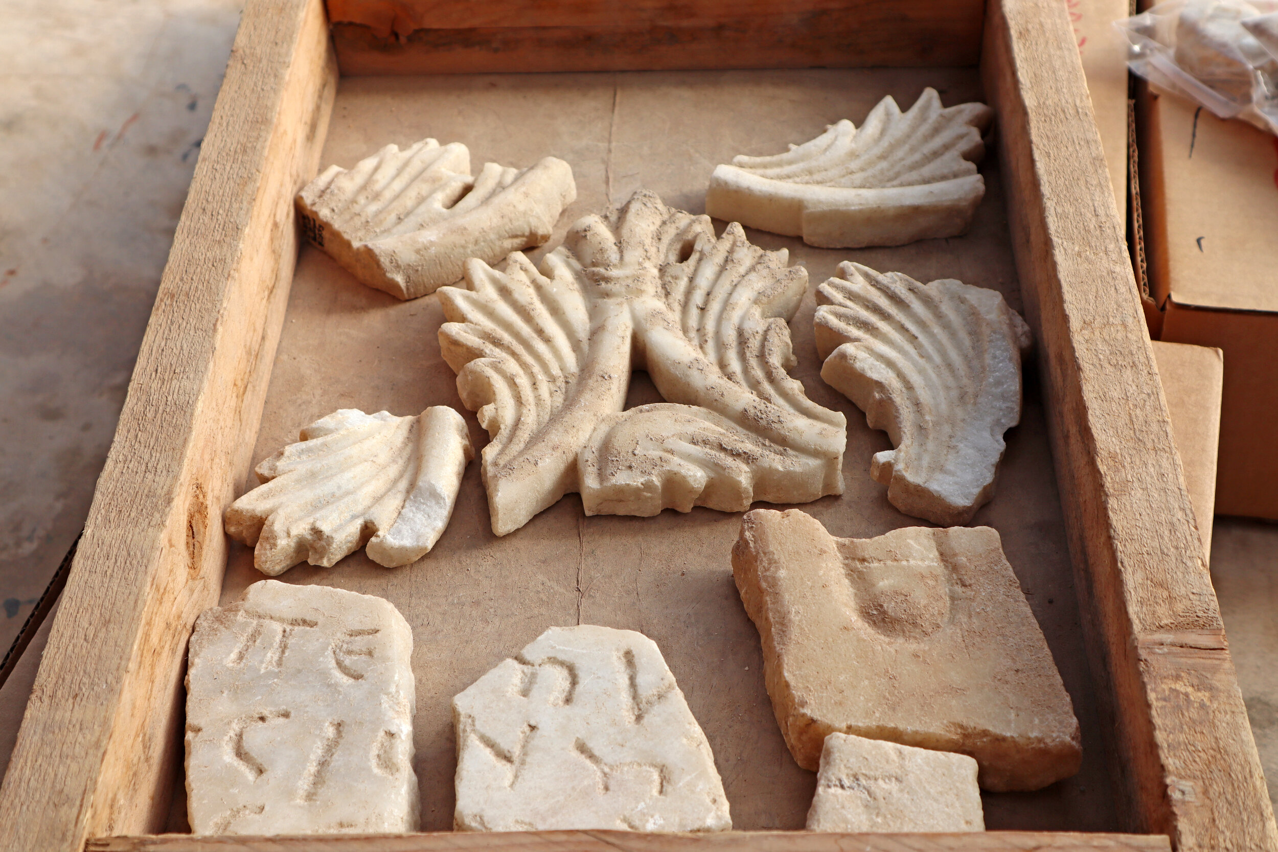 Marble fragments from decoration of the Byzantine church