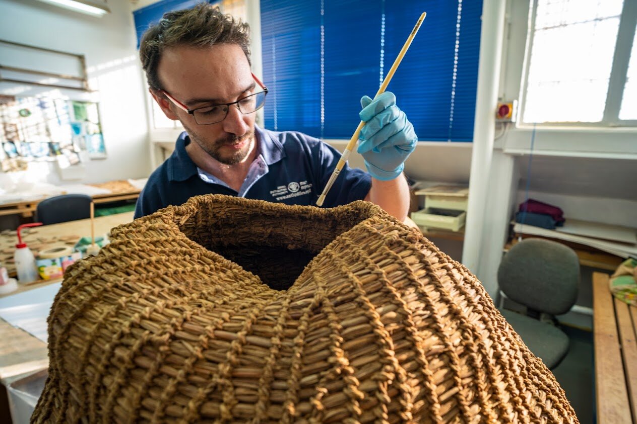 33.Conservation of the basket at the IAA labs Jerusalem. Photo Yaniv Berman Israel Antiquities Authority (2).jpg