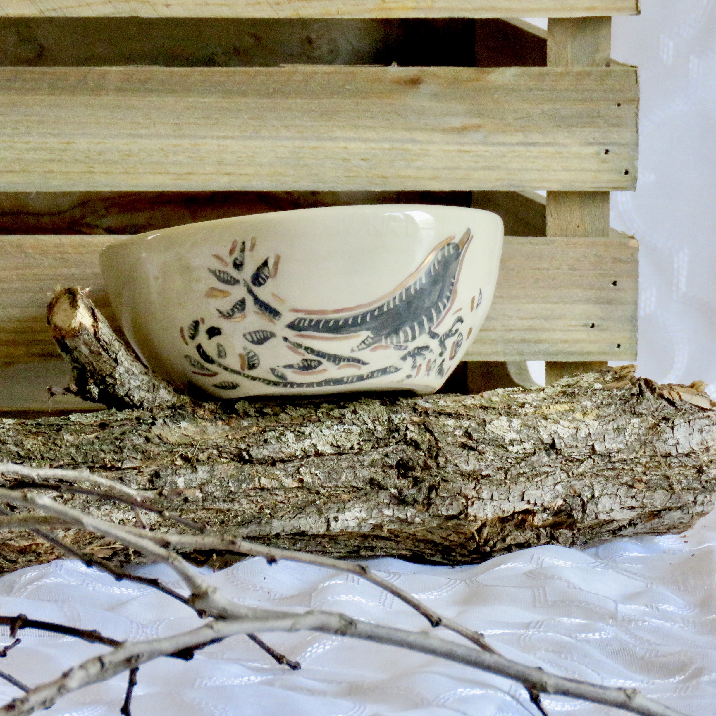 bird on a twig bowl