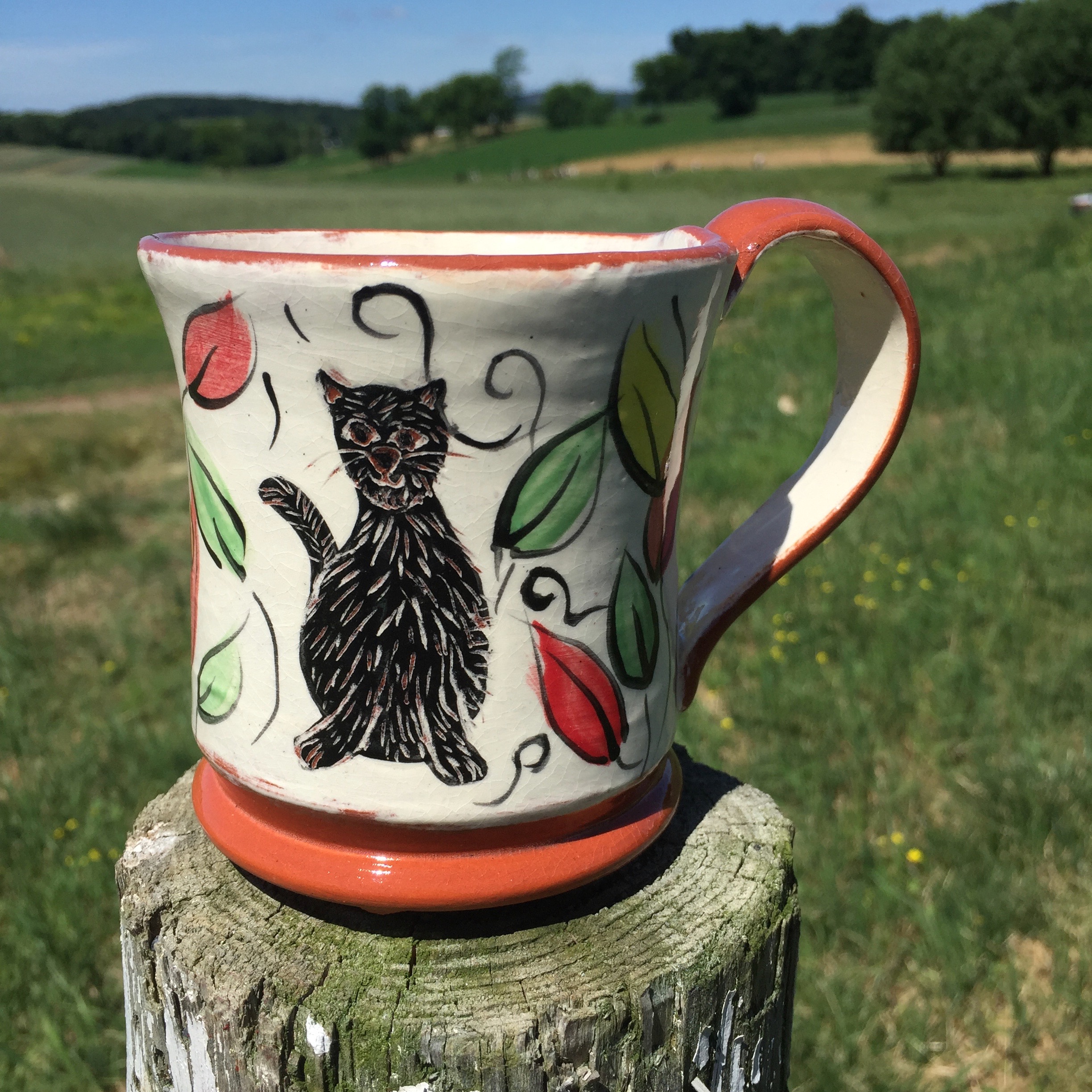 ceramic black cat mug