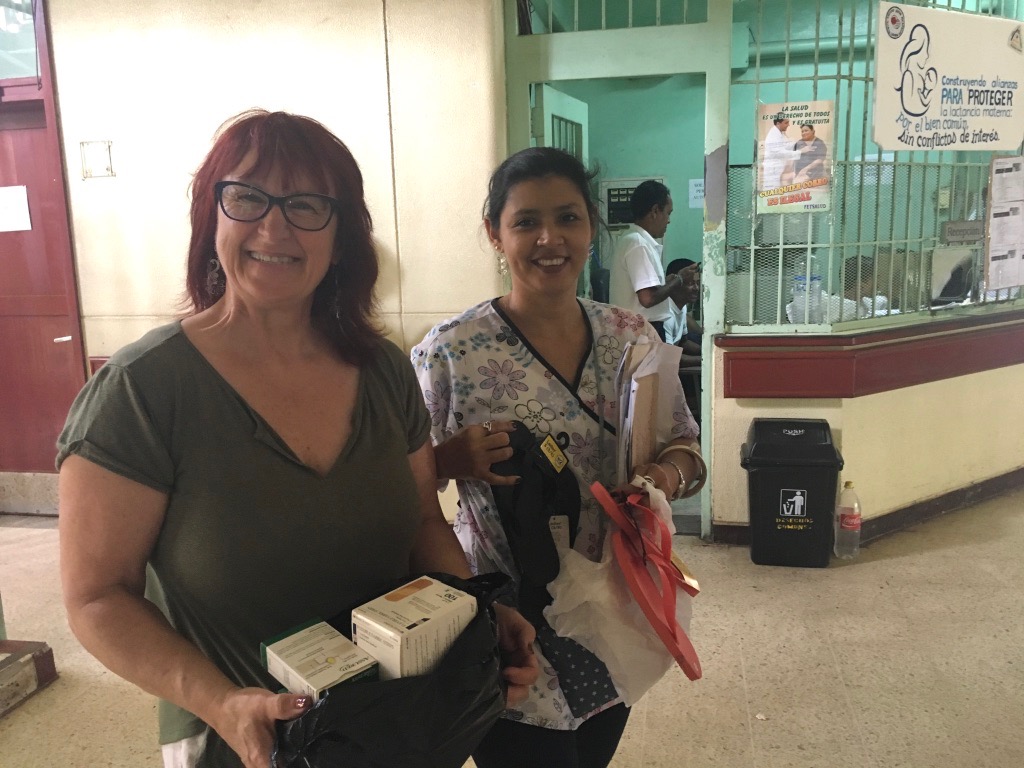 Delivering medical items collected for the hospital