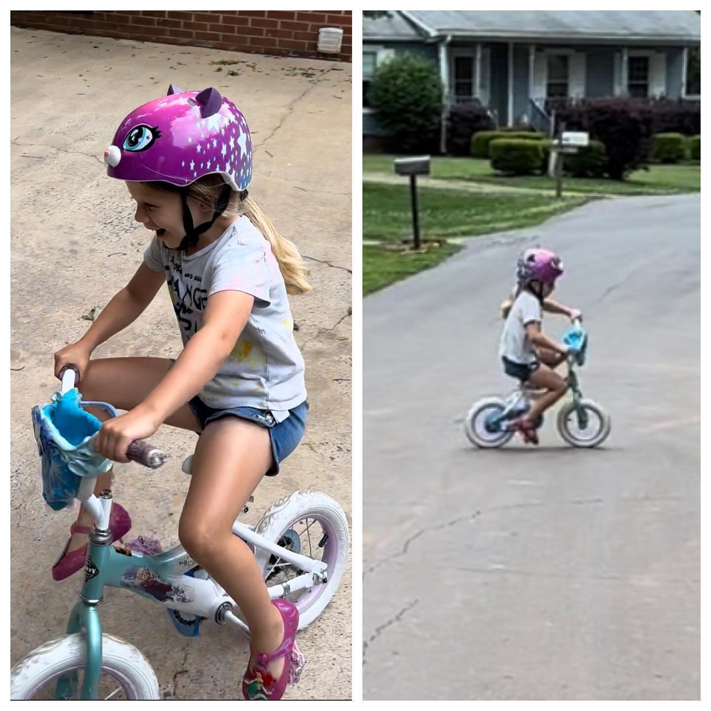 She&rsquo;s fallen and scraped her knees, run into the house, my car, and a mailbox &hellip; but she kept getting back on the bike - absolutely DETERMINED to ride without training wheels, and tonight she took off down the street with the biggest of s