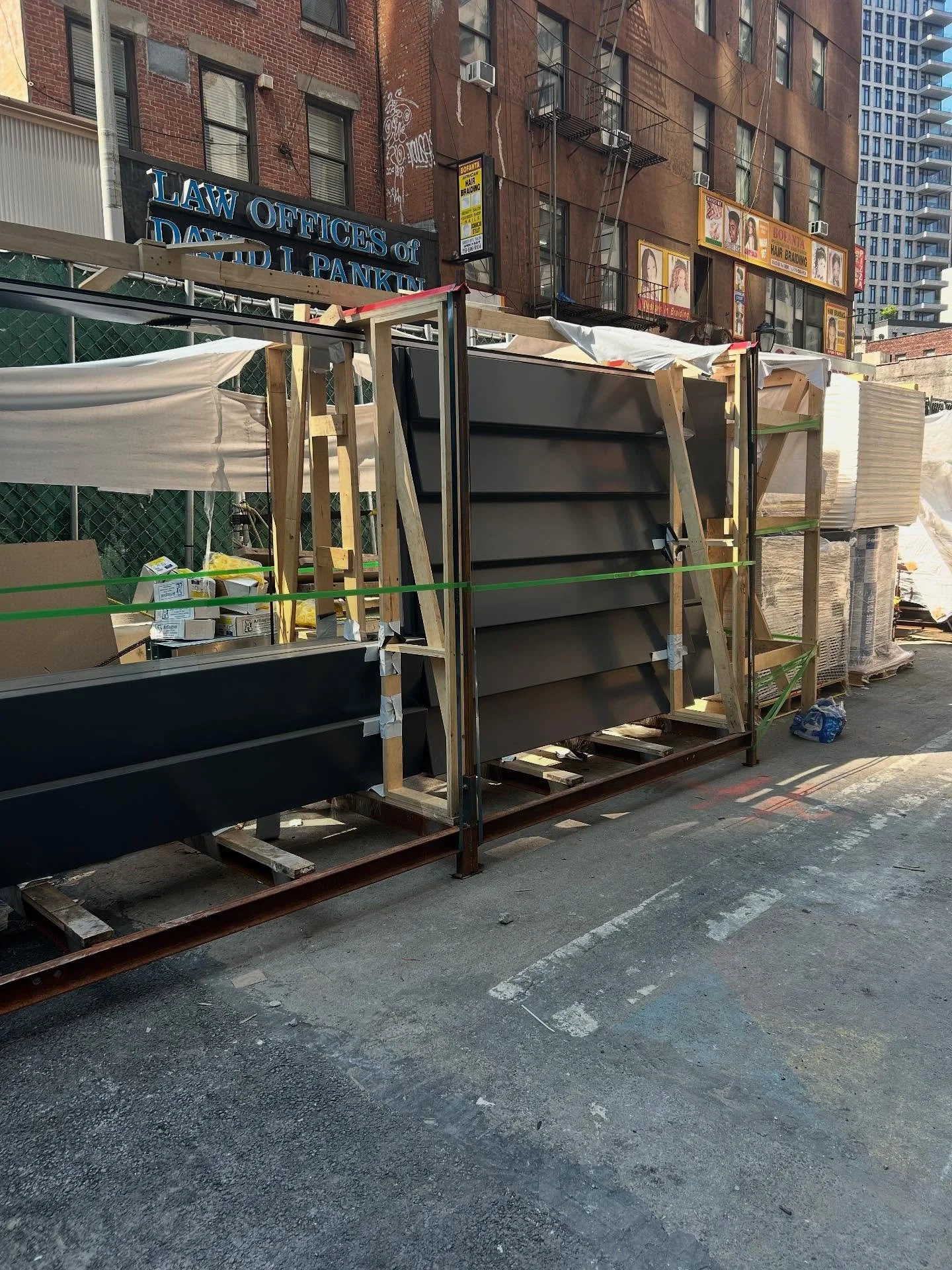 Serrated storefront panels ready to go up in #downtownbrooklyn  for our #highrise building with @archoutfit