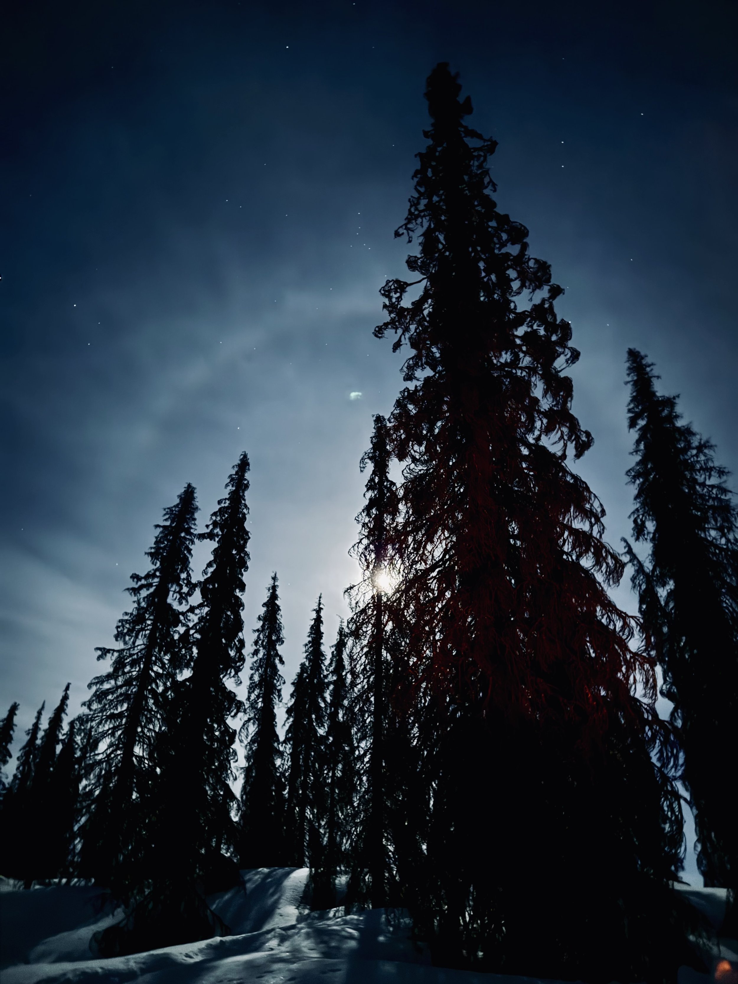 Moon dog at nighttime in Alaska
