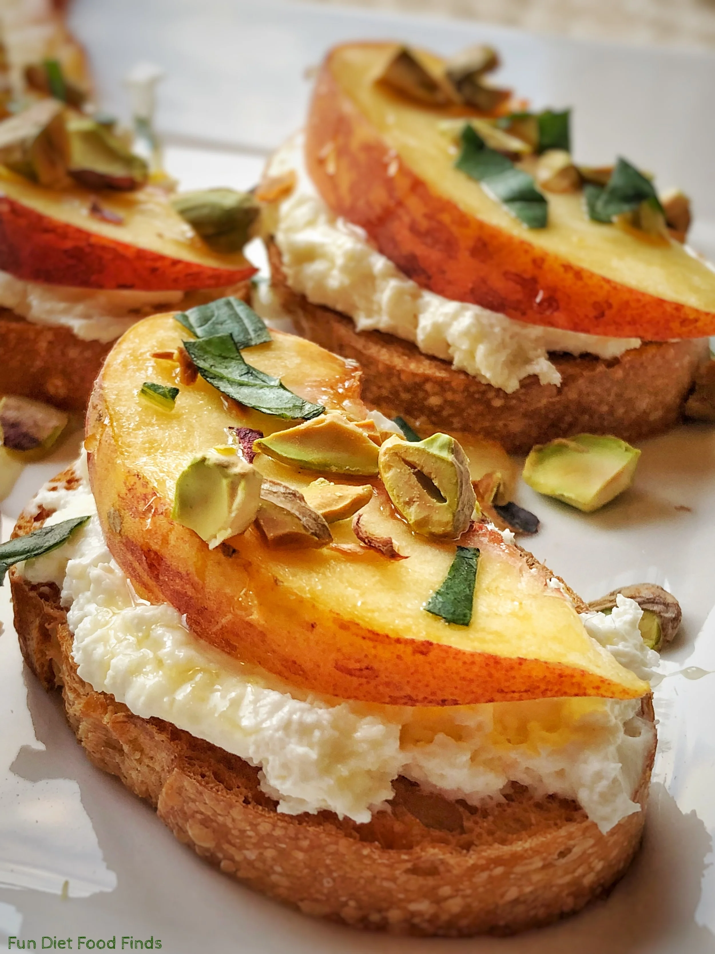 Peach Pistachio Dessert Bruschetta
