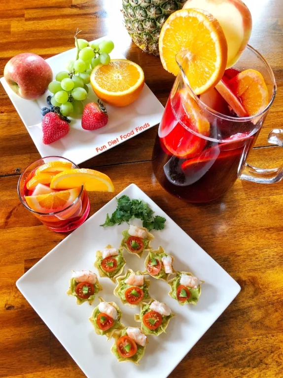 Fruity Sangria and Grilled Shrimp Guacamole Bites