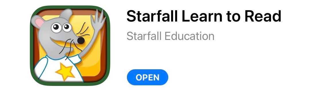 screenshot of an app for speech therapists and parents of children with speech delay, called Starfall Learn to Read, targeting phonology and speech sound practice