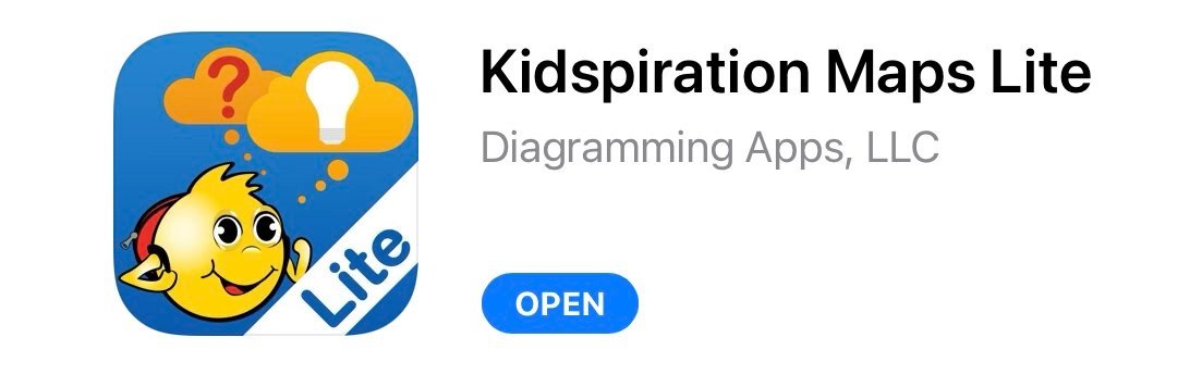 screenshot of a free app for speech therapists and parents of children with speech delay, called Kidspiration Maps Lite, targeting phonology and speech sound practice