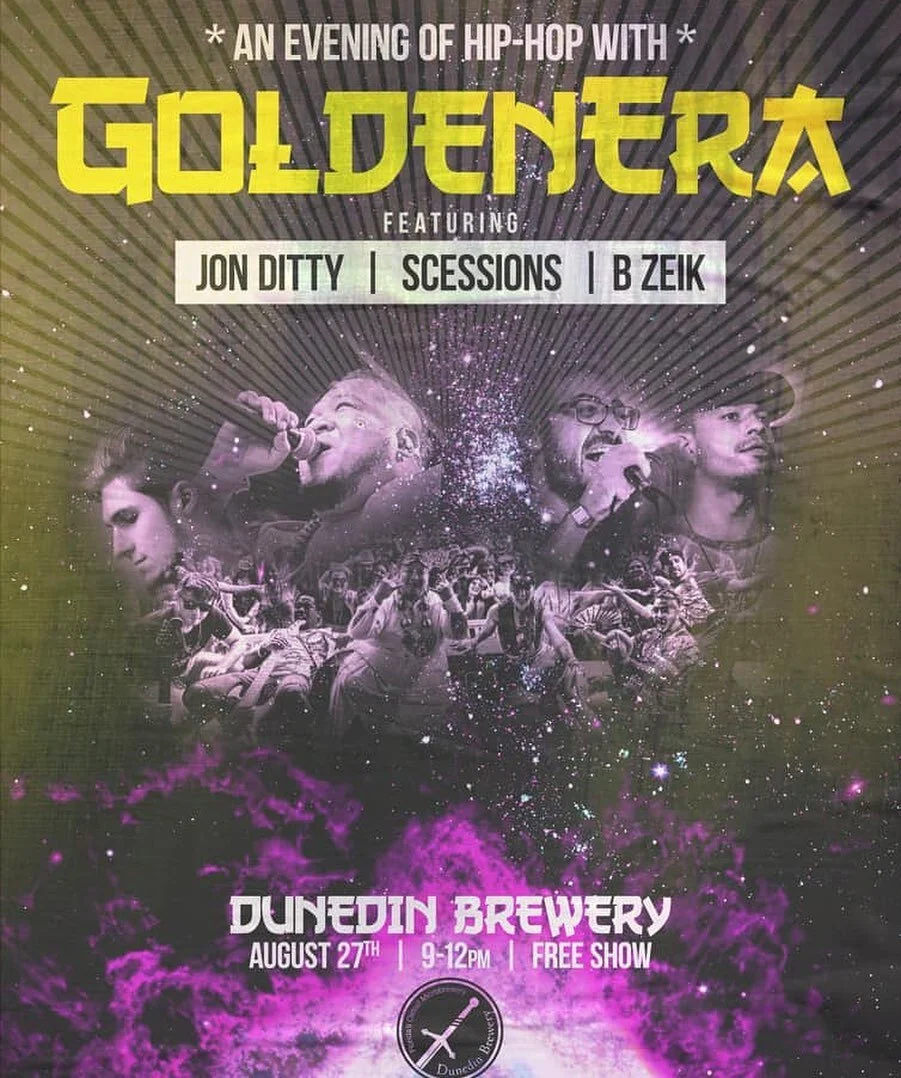Had a wonderful time rippin last week, but there&rsquo;s another big show. Tomorrow evening with @goldeneraaf @dunedinbrewery! Original live band hip-hop music feat. @scessions @b.zeik and @therealjonditty. You want bars? Come out tomorrow at 9PM.

&