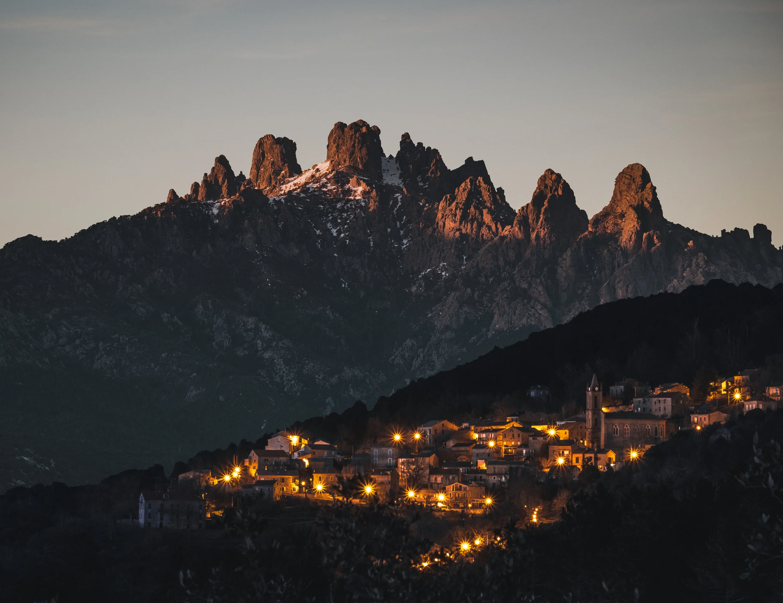 Sunset at the town Zonza