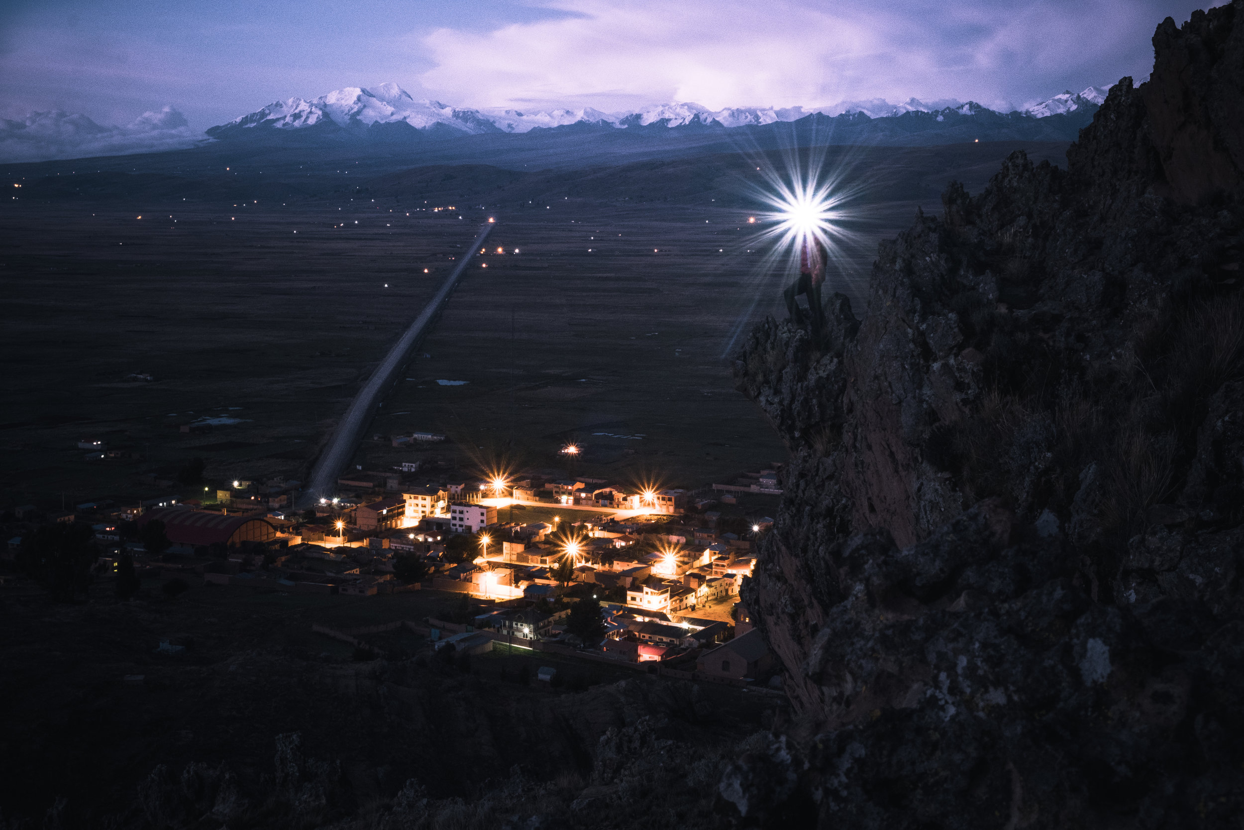    Blue hour above the village Peñas | La Paz 