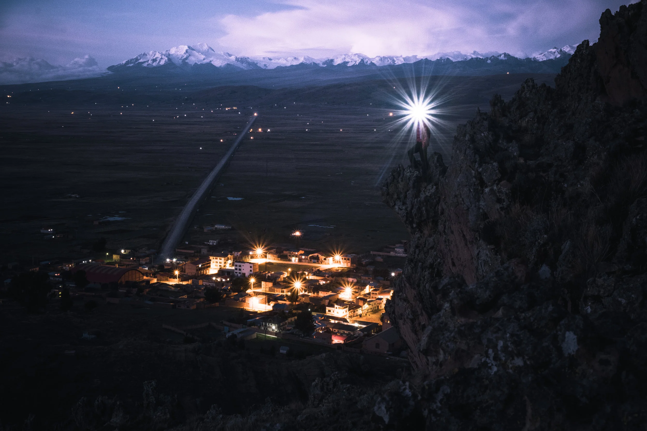 Blue hour above the village Peñas | La Paz