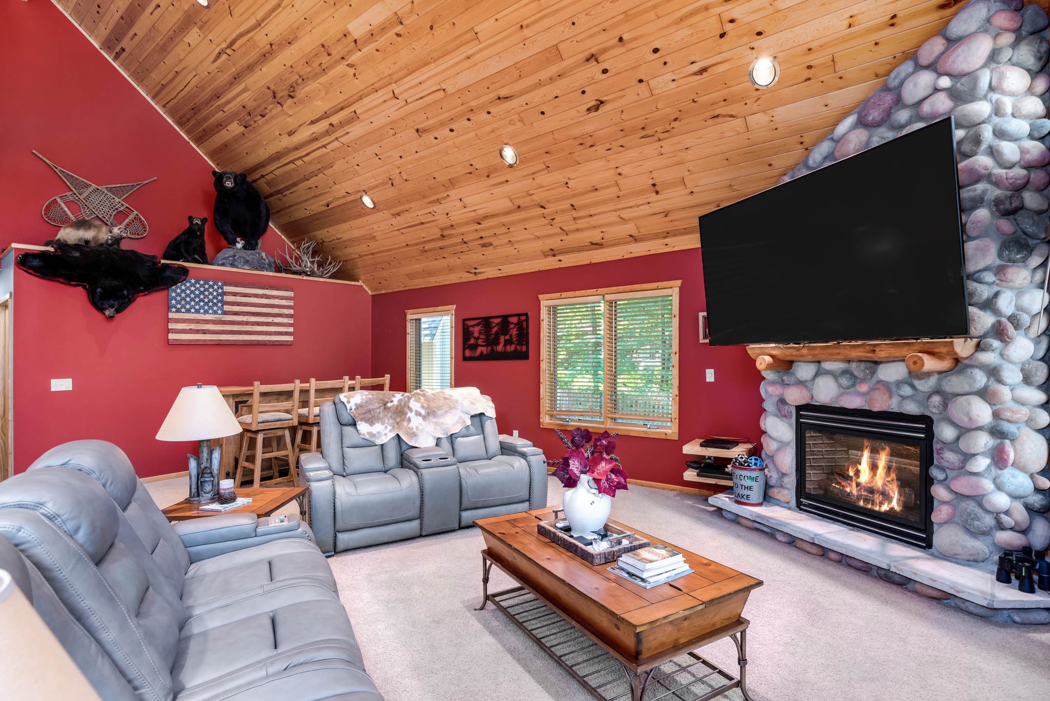Cabin Living Room Fireplace