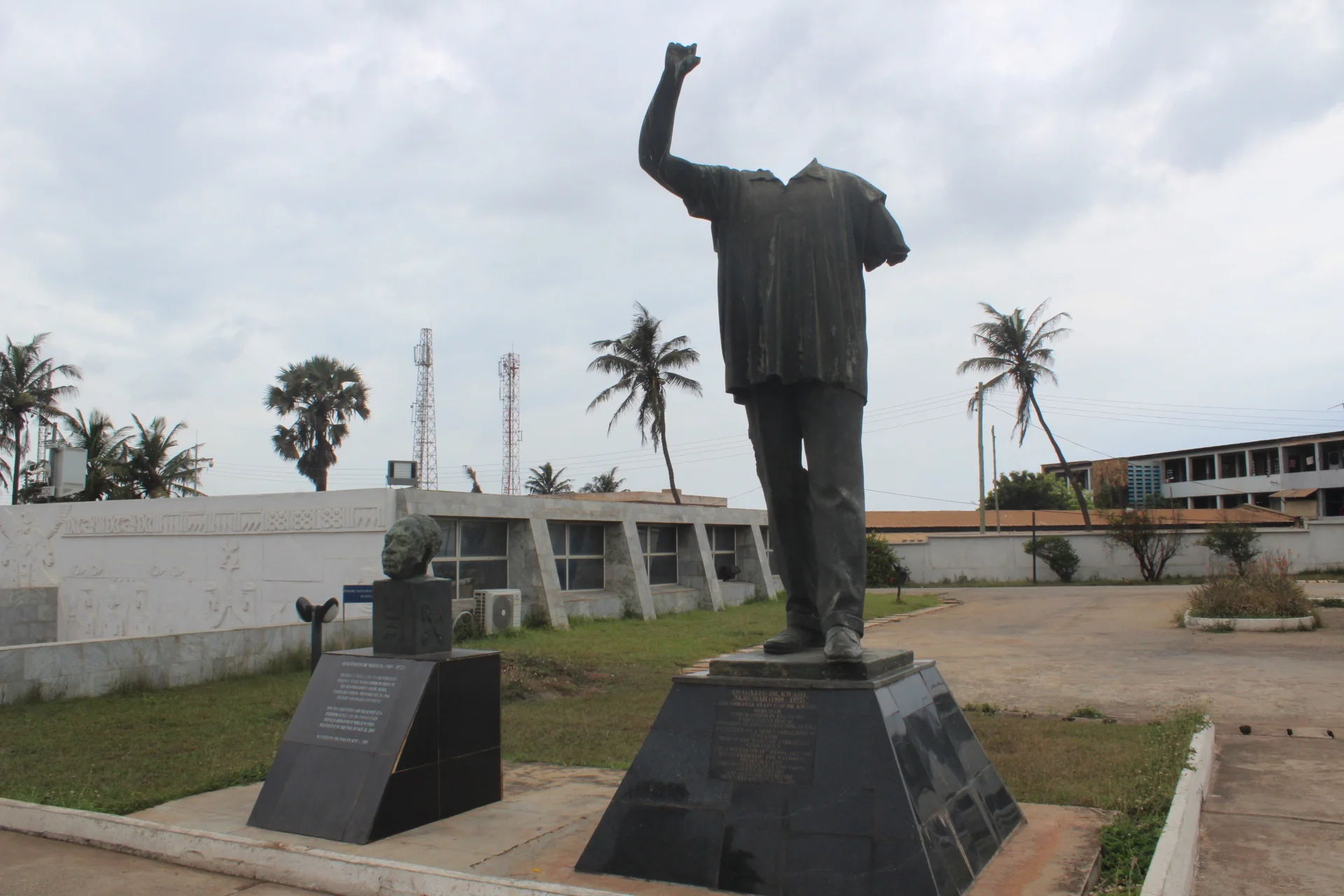 When he was overthrown, this earlier statue of him was vandalized. A patriotic citizen returned the head years later.