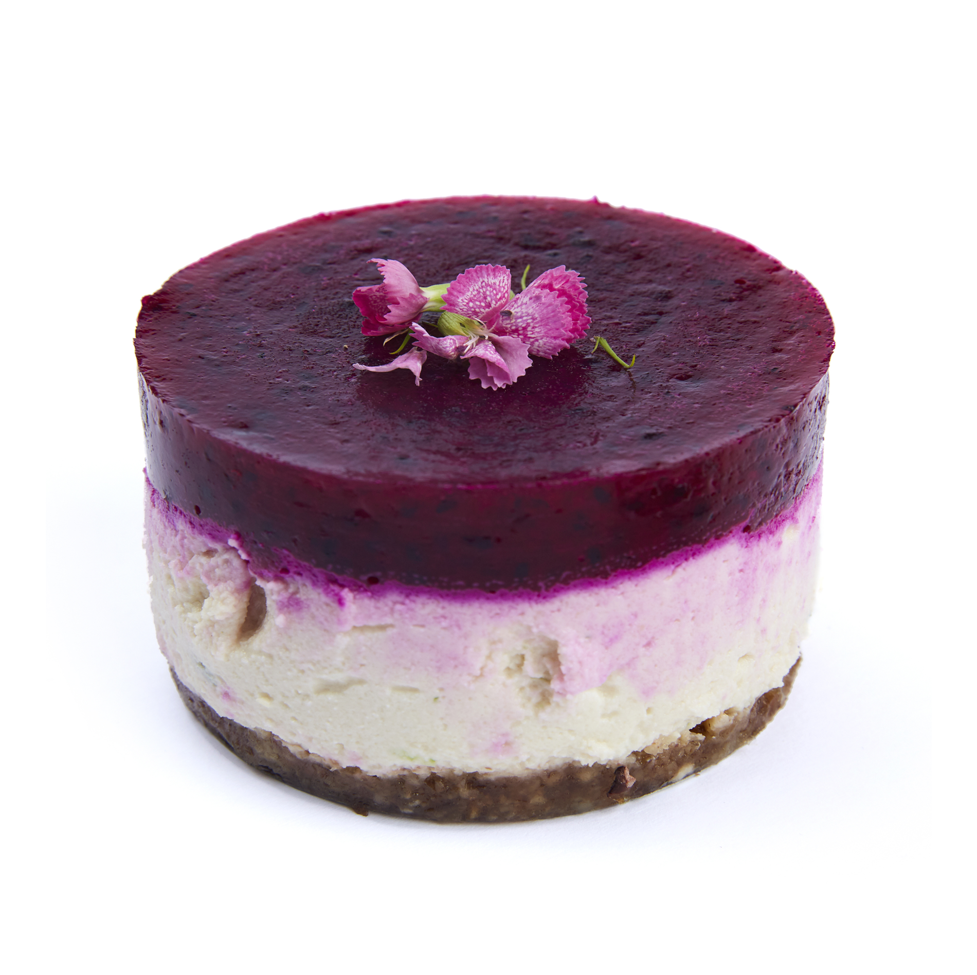 Pink dragon cheesecake - $6.99 Walnut-date base, almond cheese, pink dragon pure; raw vegan