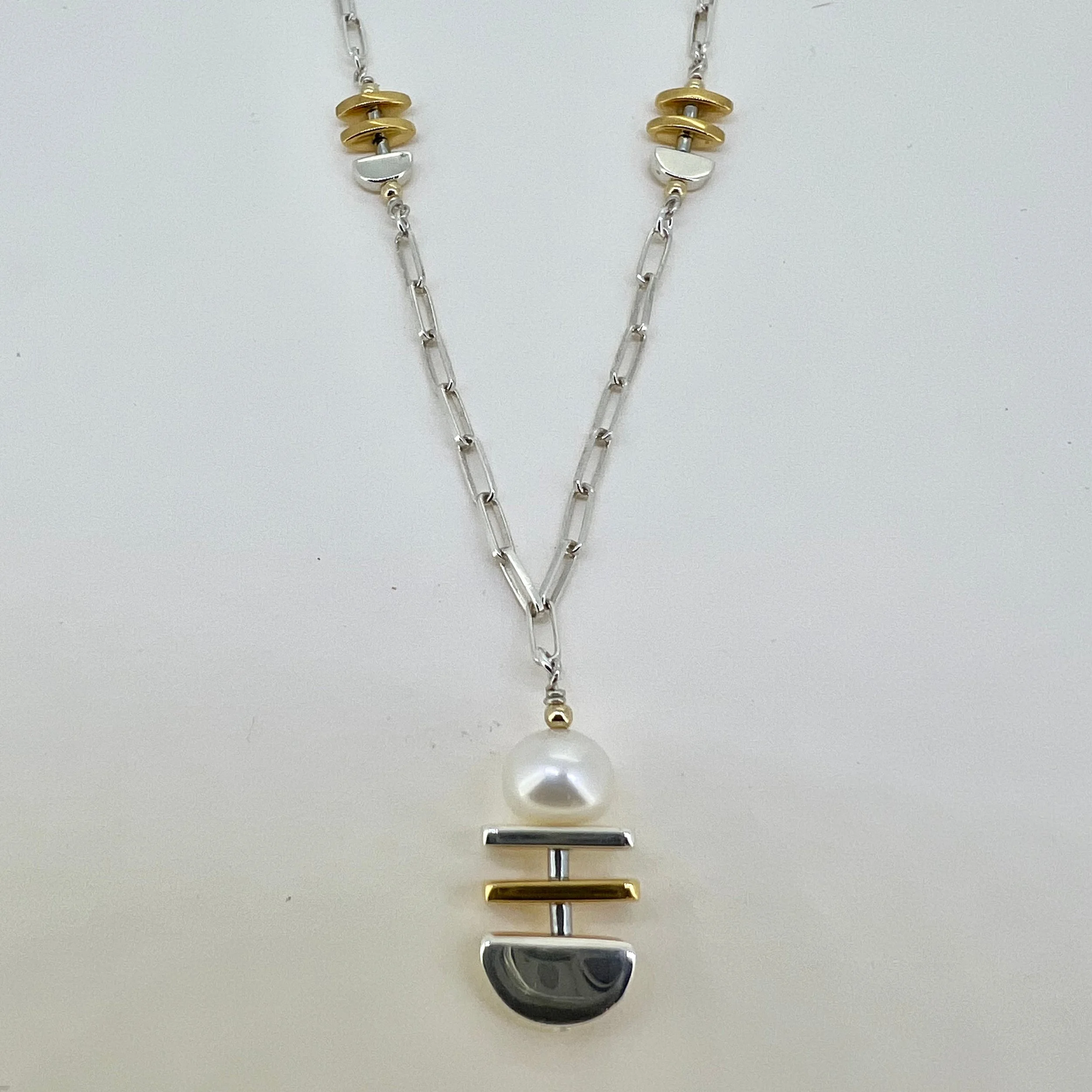 Pearl Geometric Necklace