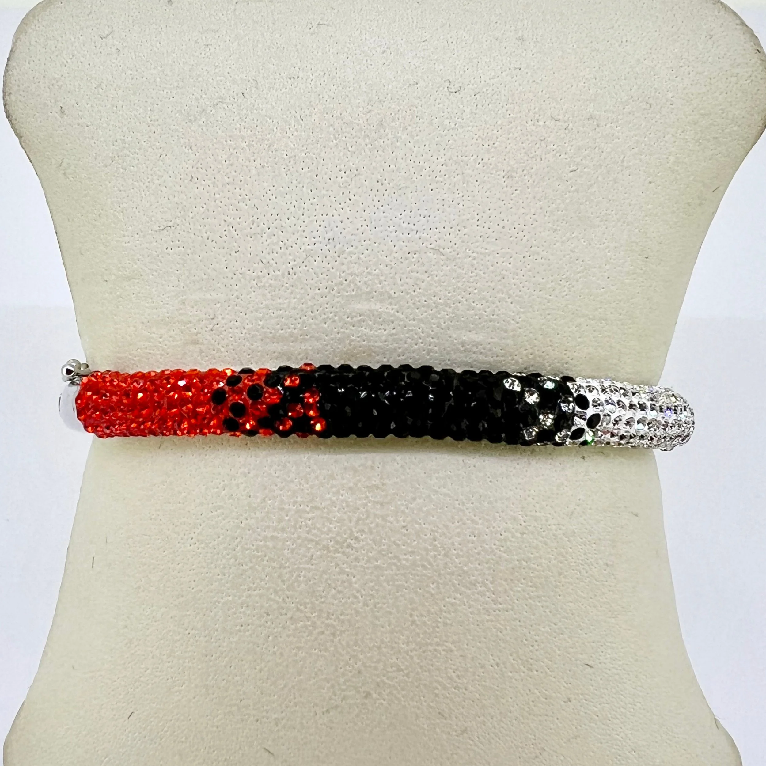 Orange, Black, and Clear Crystal Bangle Bracelet