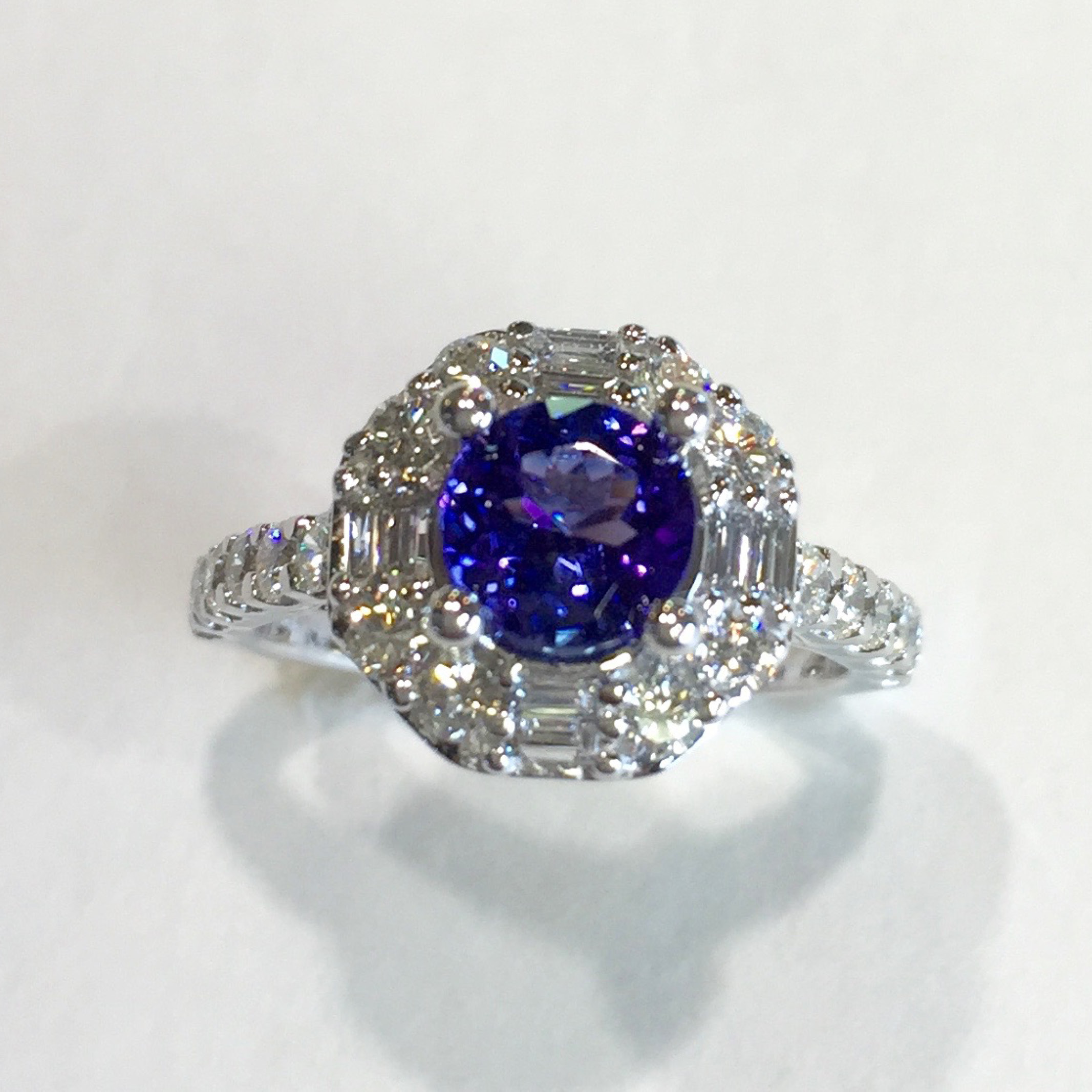 Tanzanite and Baguette Diamond Ring