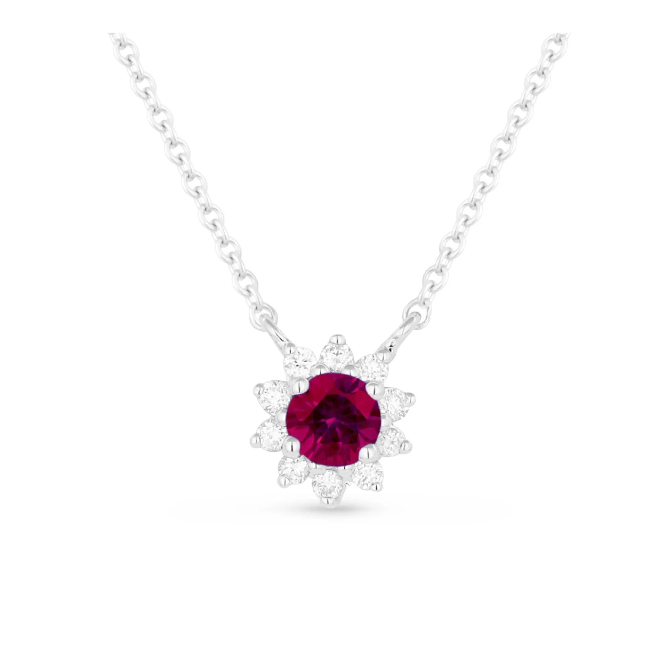 Ruby and Diamond Delicate  Halo Pendant
