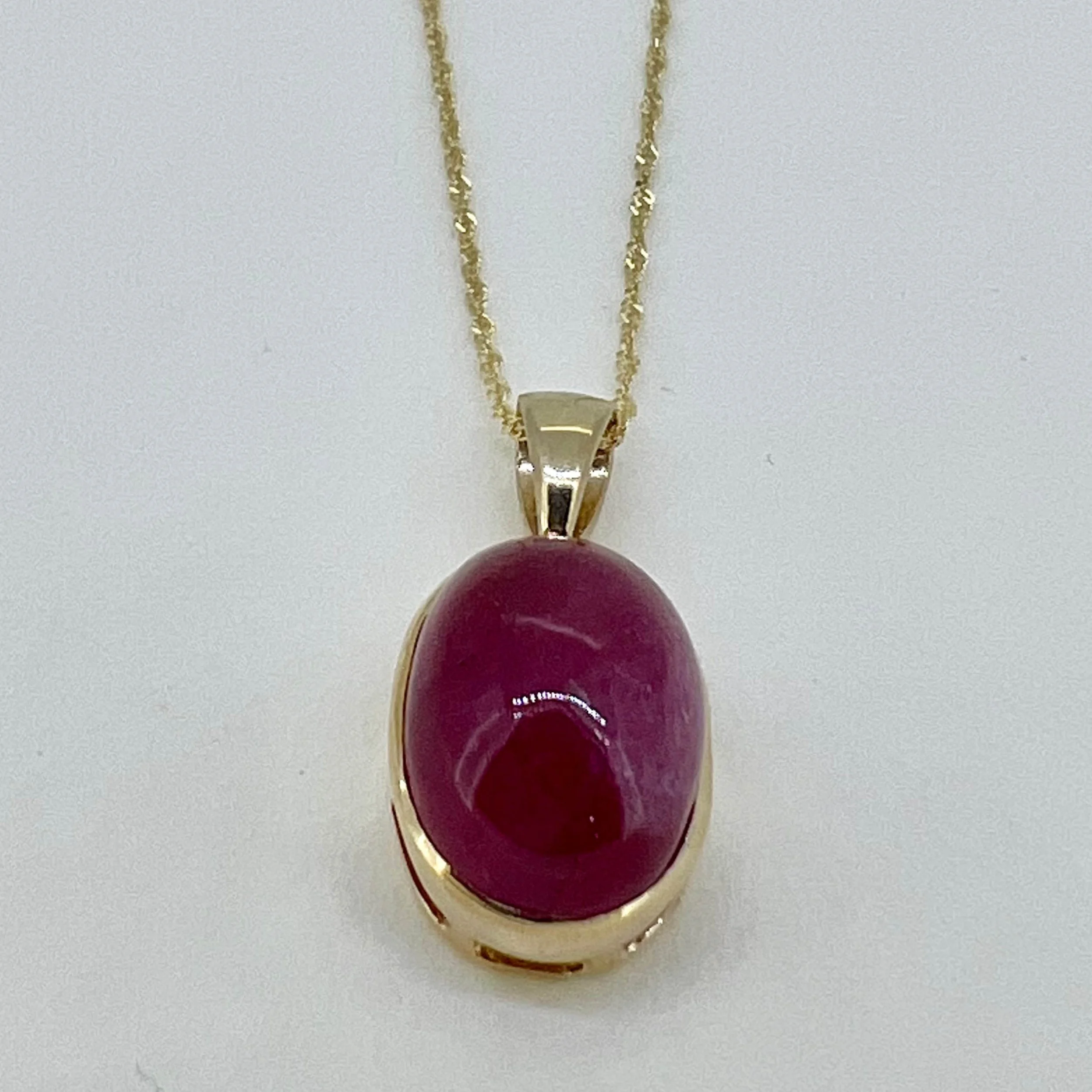 Pink Tourmaline Cabochon Pendant — Leonard Jewelry