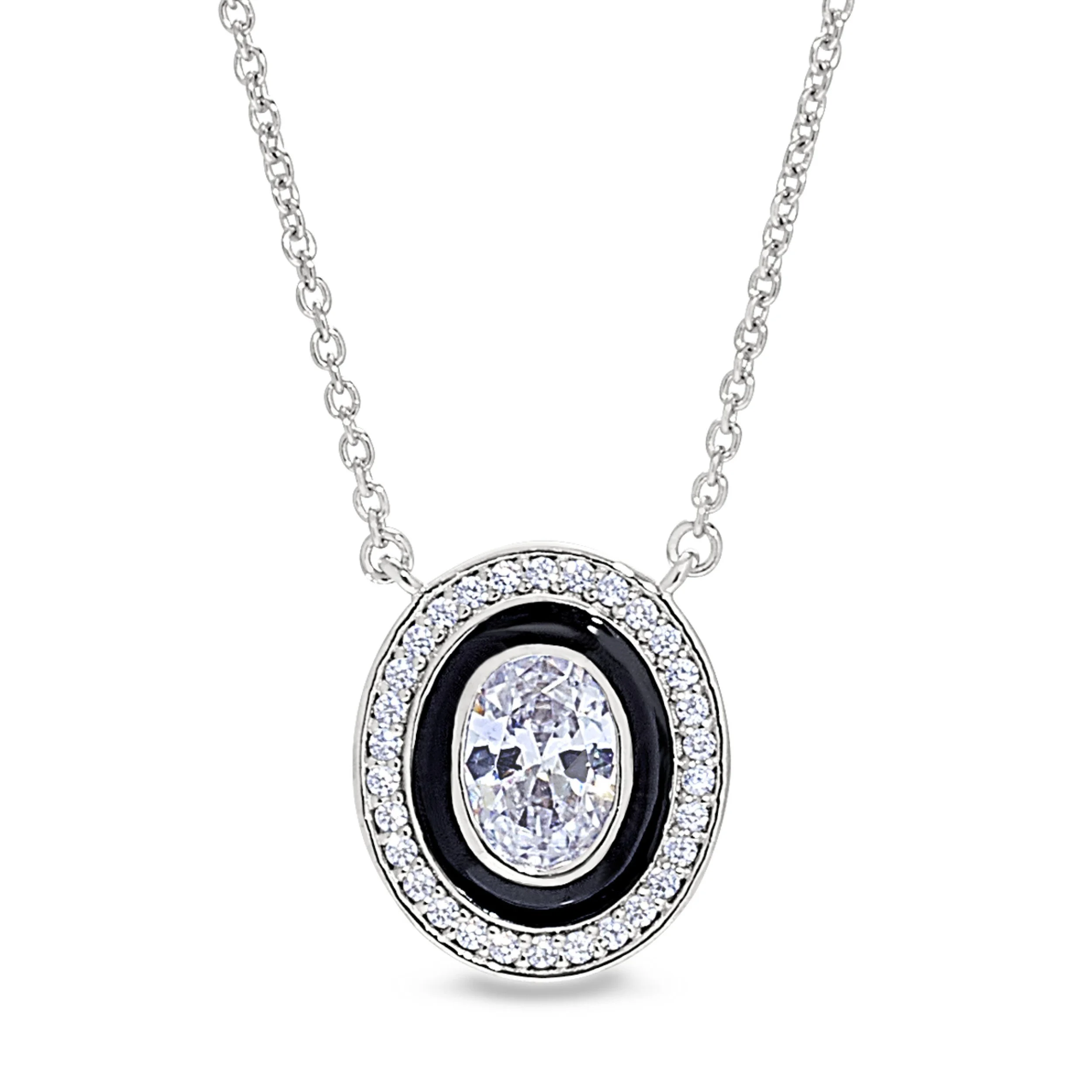 Black Enamel Halo Pendant