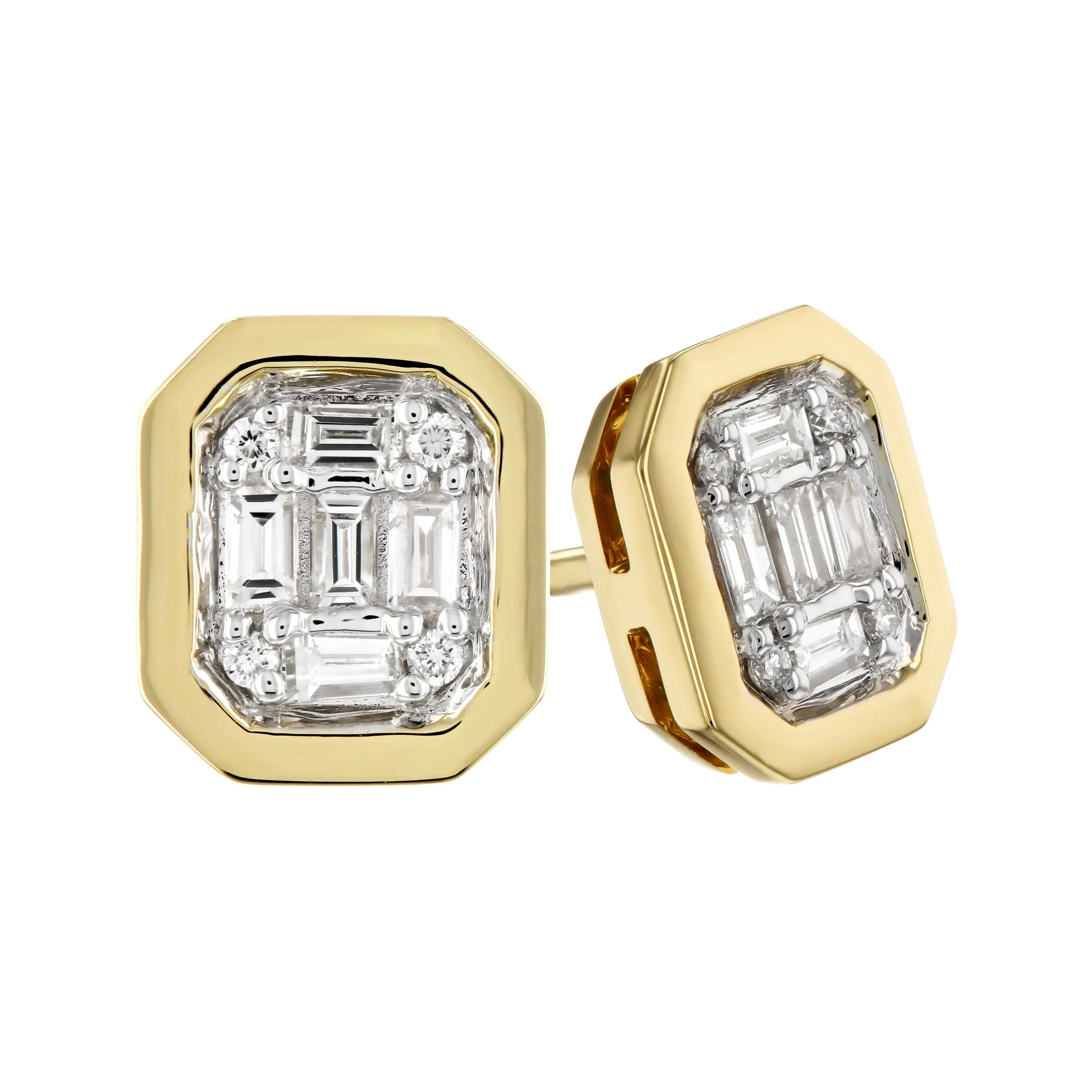 Diamond Baguette Cluster Earrings