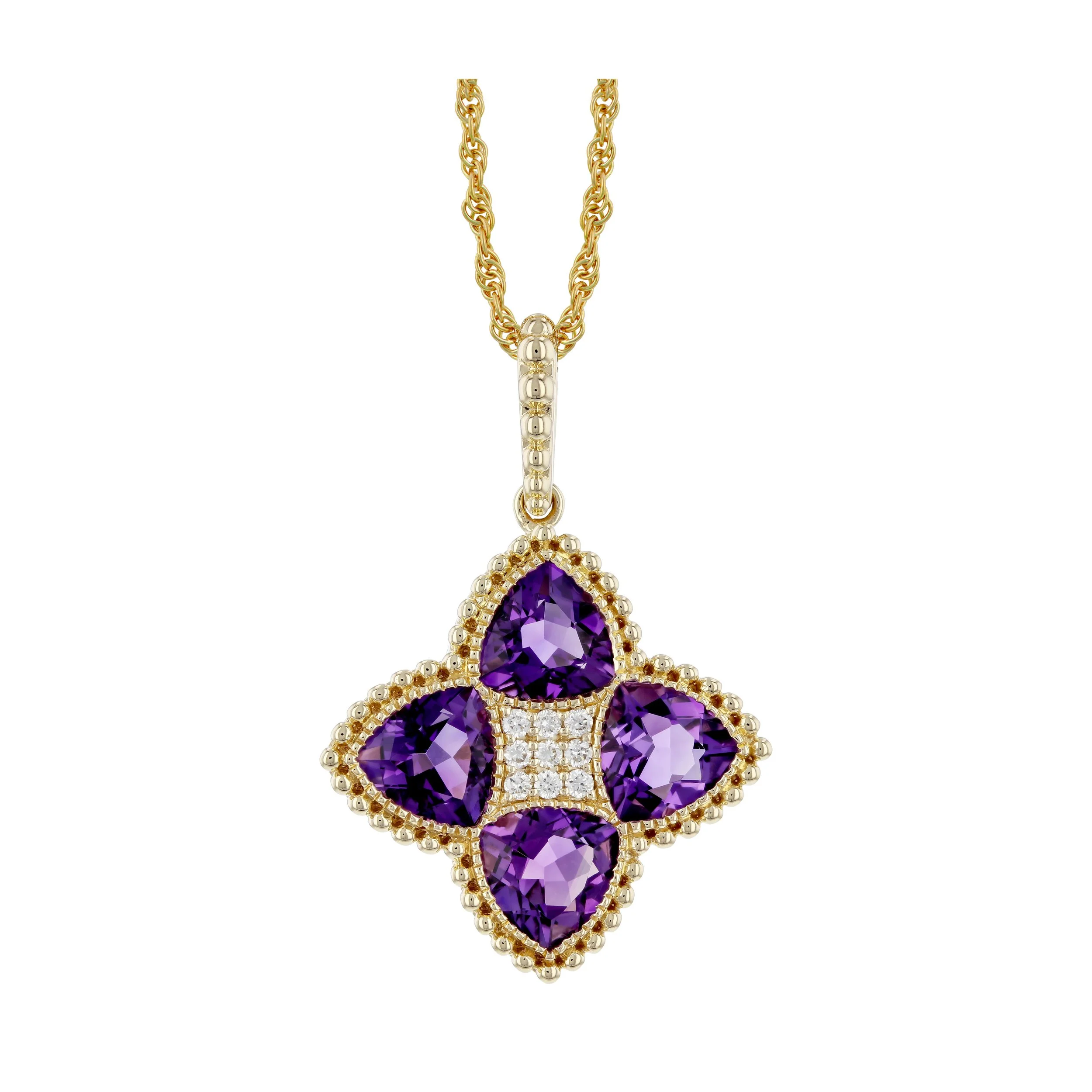 Amethyst and Diamond Cluster Pendant
