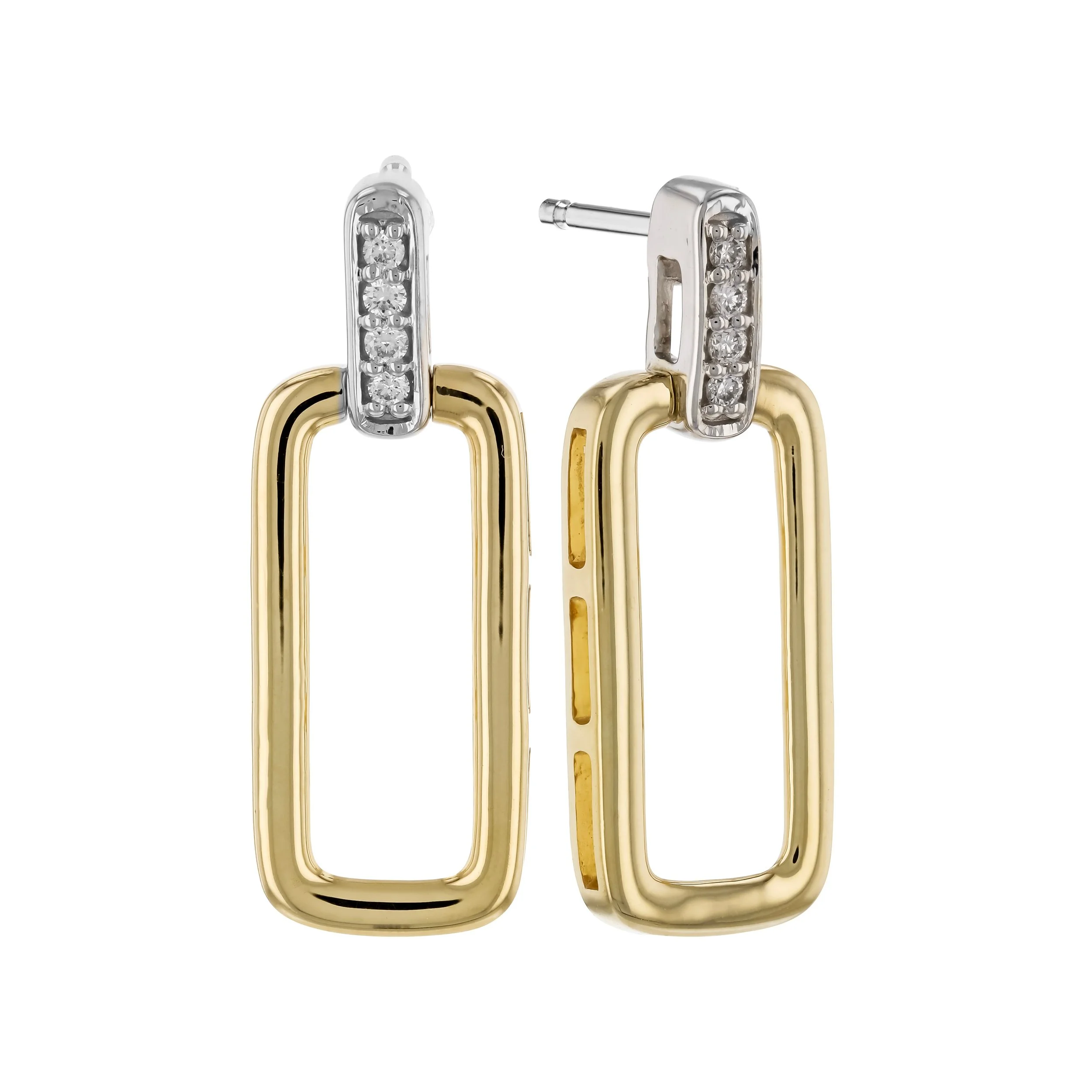 Diamond Rectangular Dangle Earrings