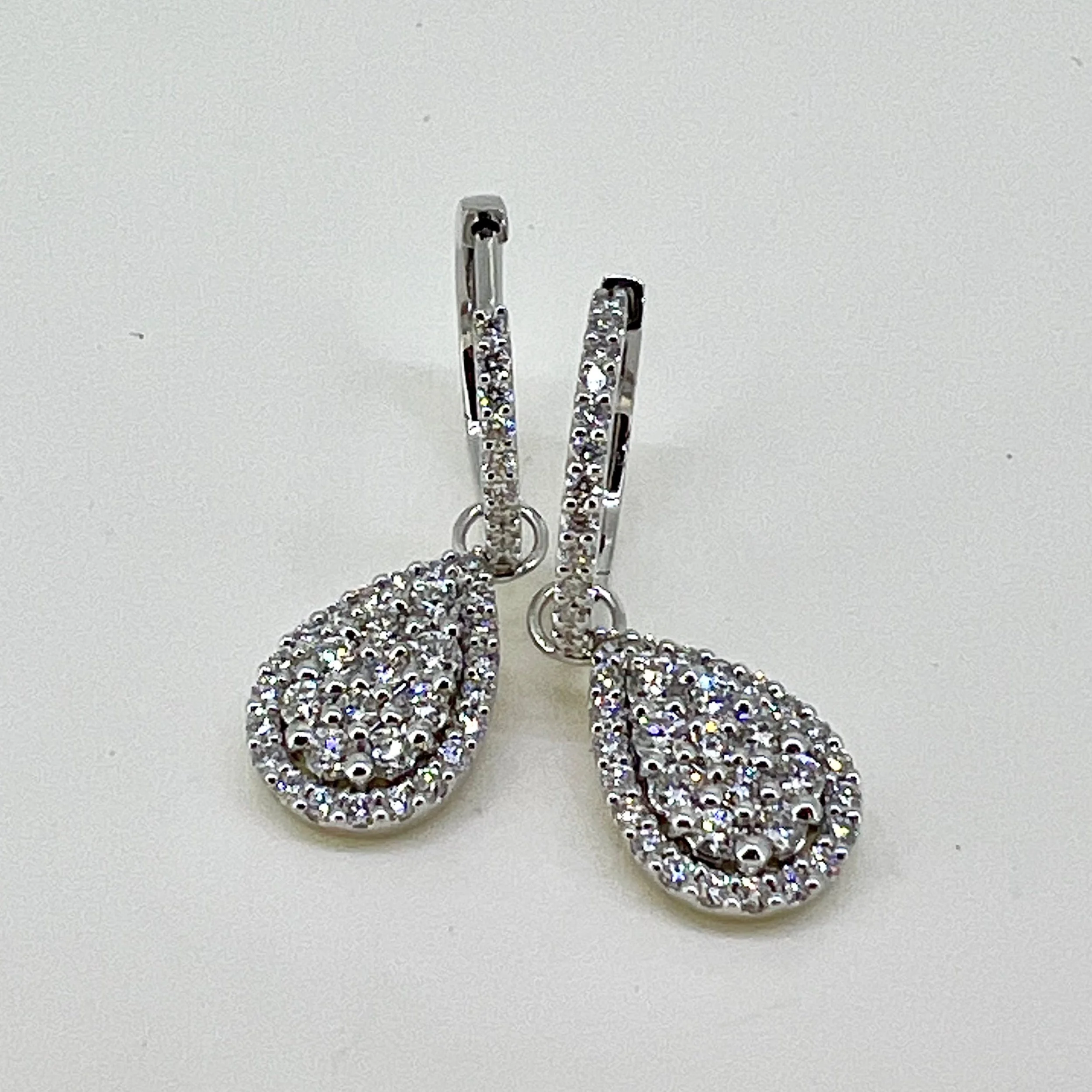 Diamond Hoop and Pavé Teardrop Earrings