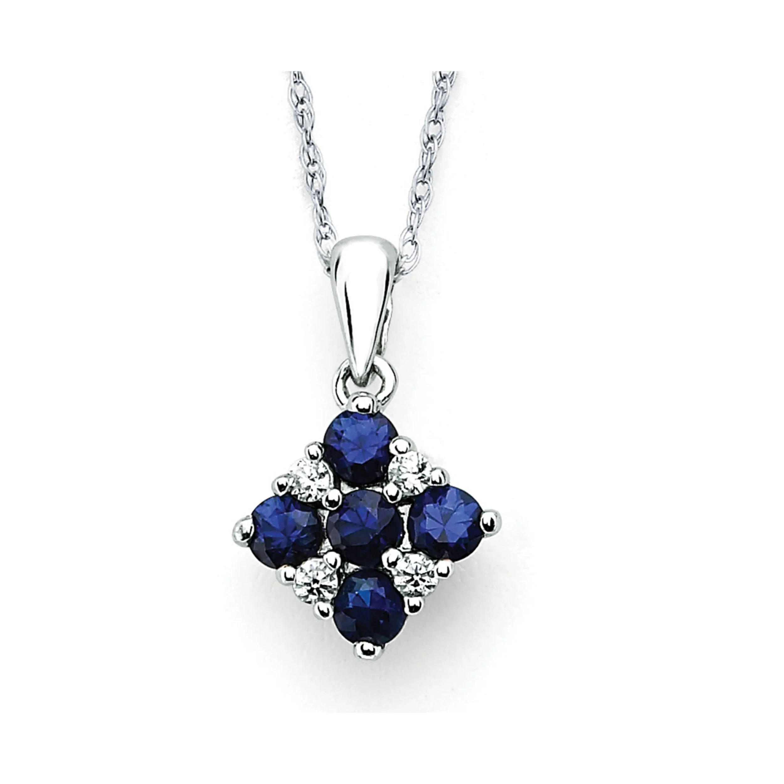 Sapphire Diagonal Square Pendant
