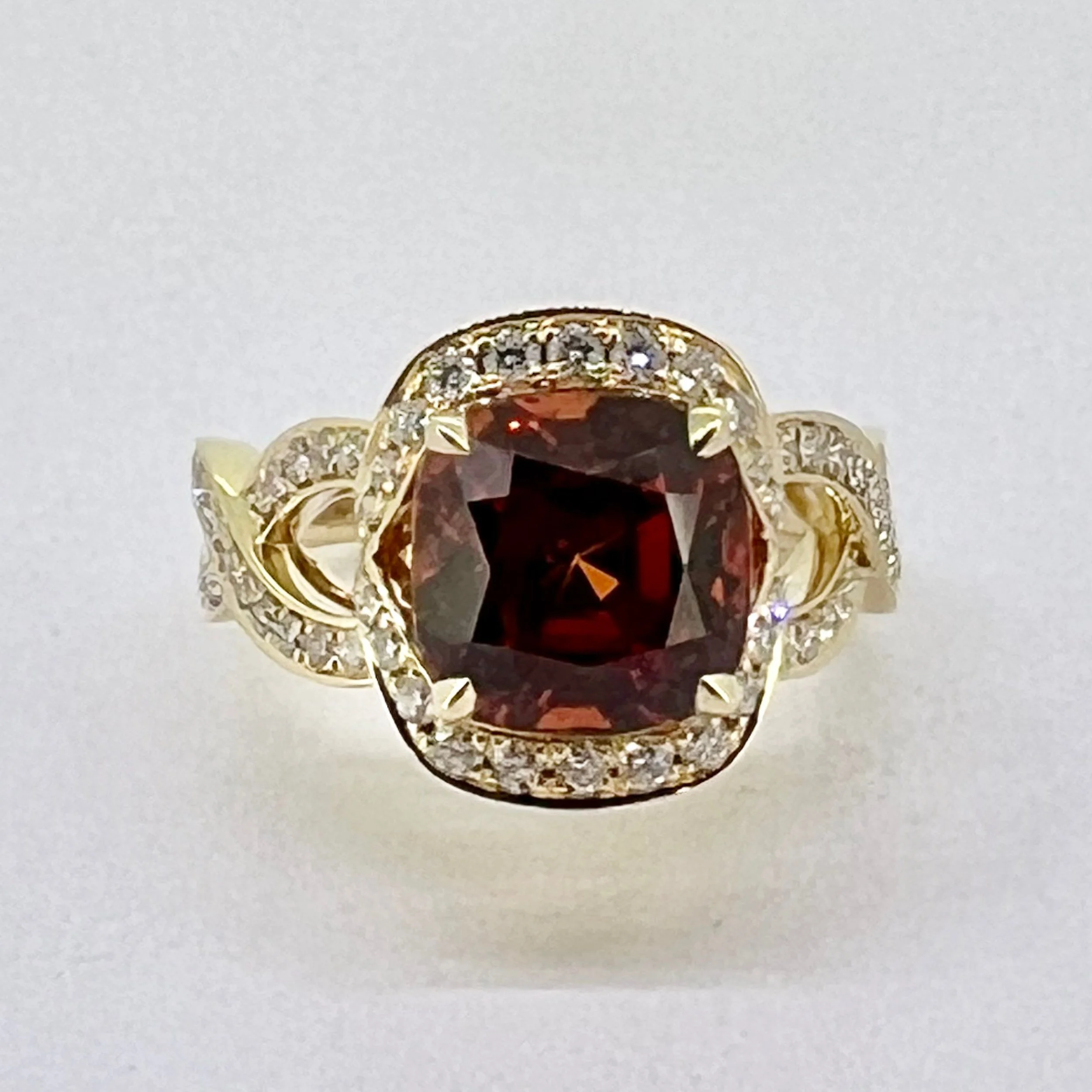 Spessartite Garnet and Diamond Ring