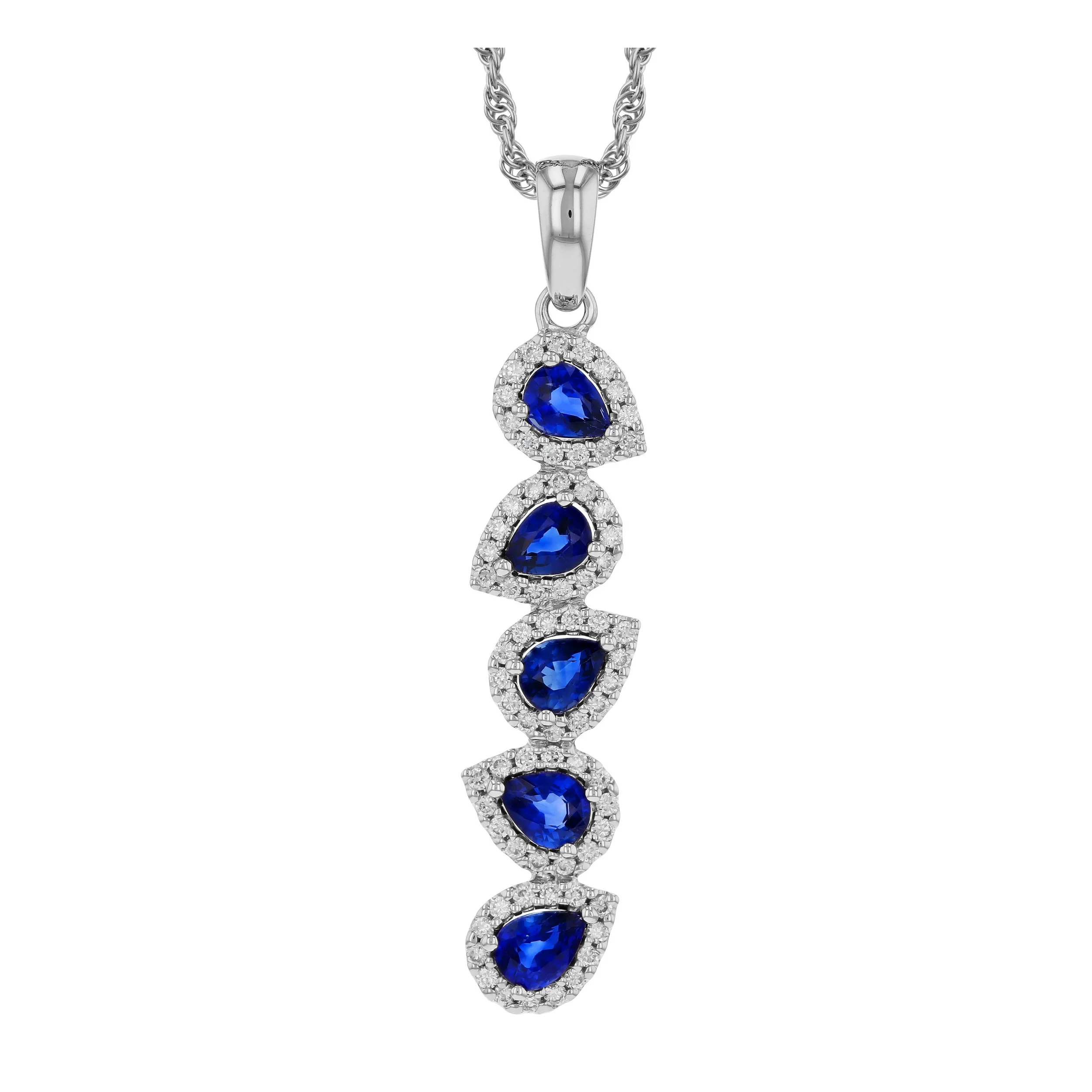 Sapphire and Diamond Asymmetrical Drop Pendant