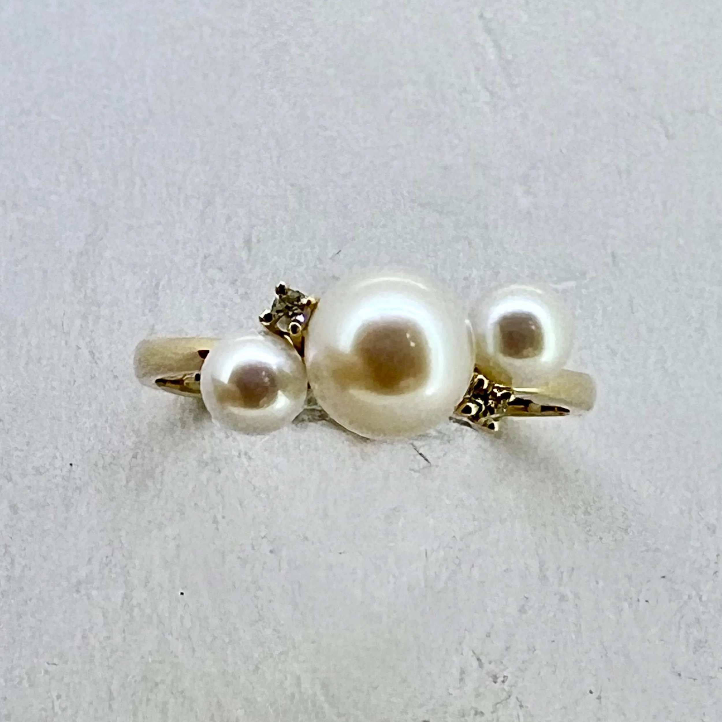 Pearl Trio and Diamond Ring