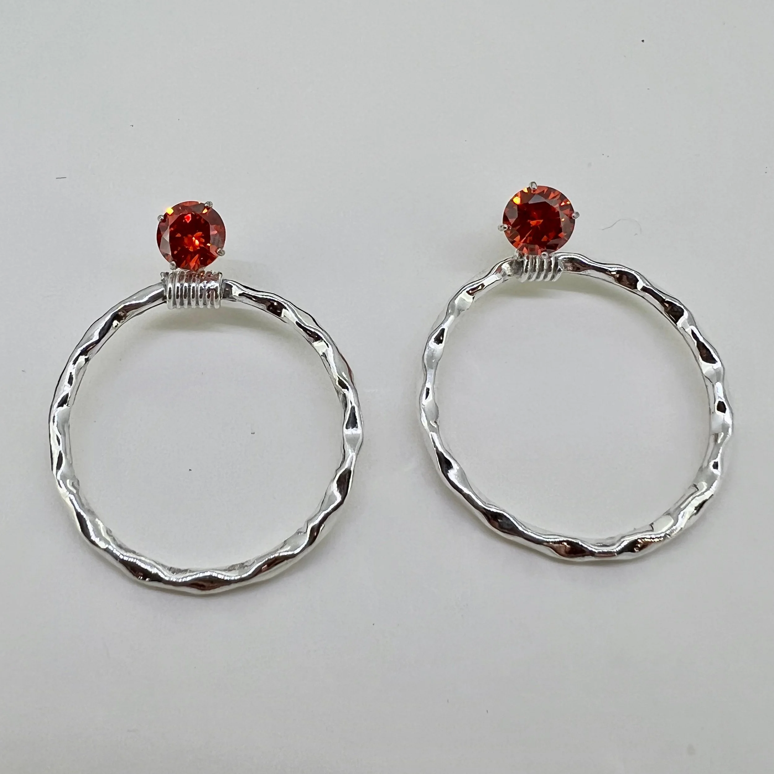 Orange CZ Twist Circle Earring Jackets